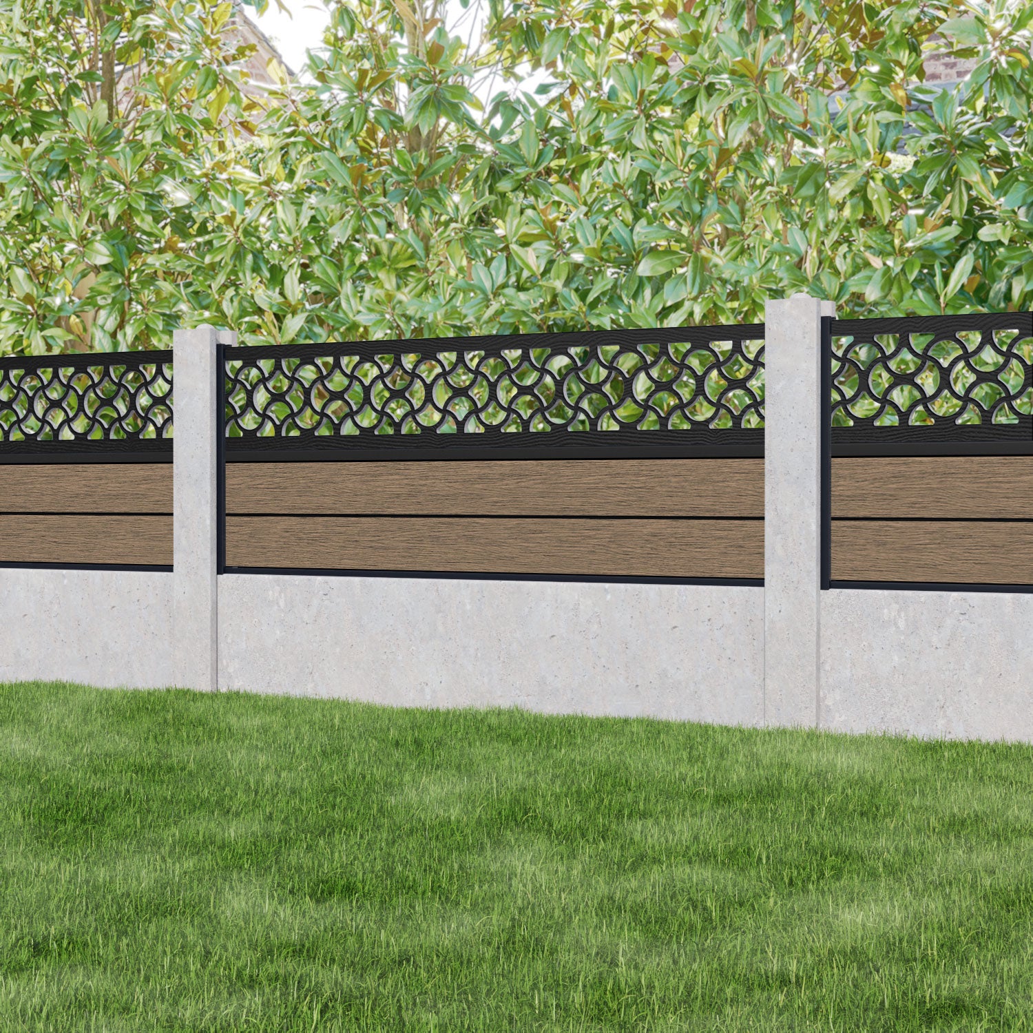 Fusion Vida Fence Panel - Teak - for existing concrete posts