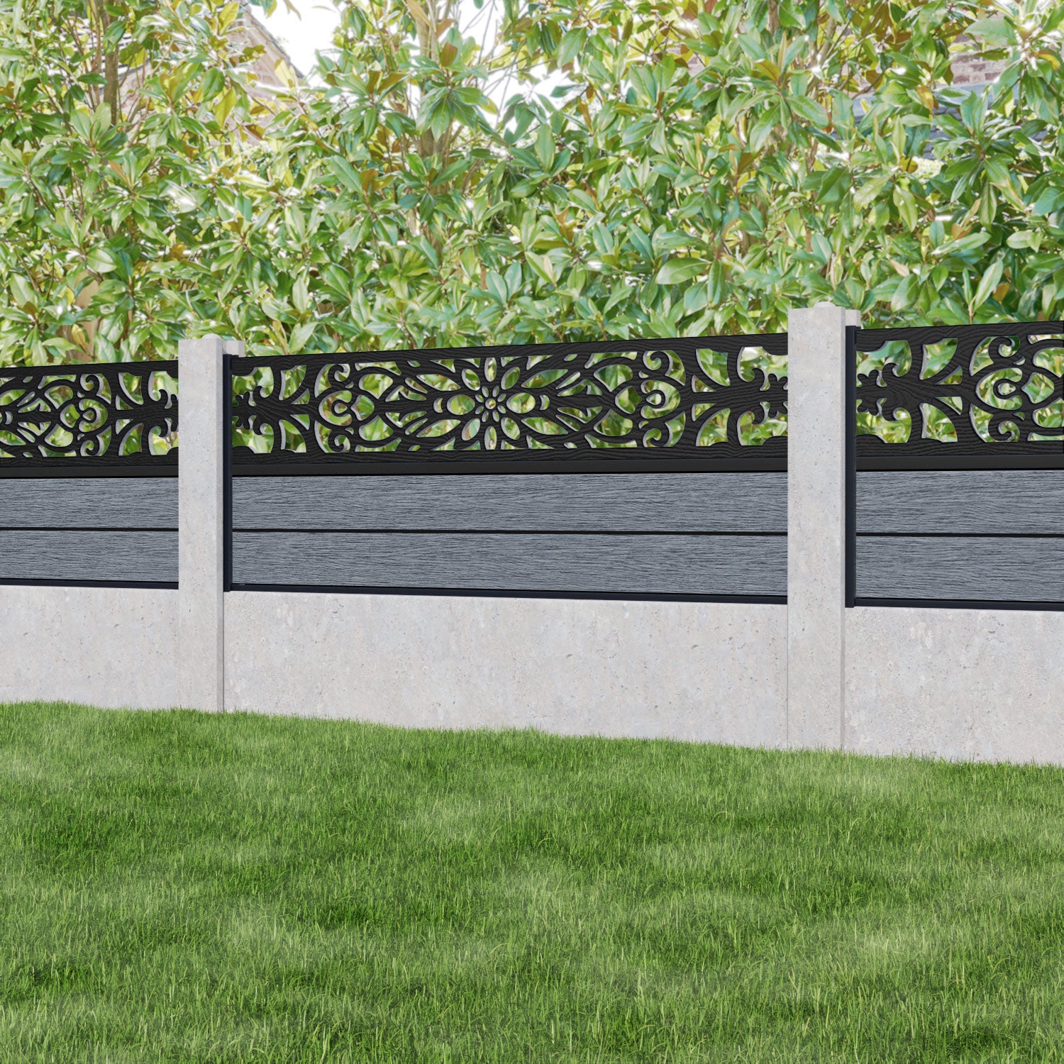 Fusion Windsor Fence Panel - Anthracite - for existing concrete posts