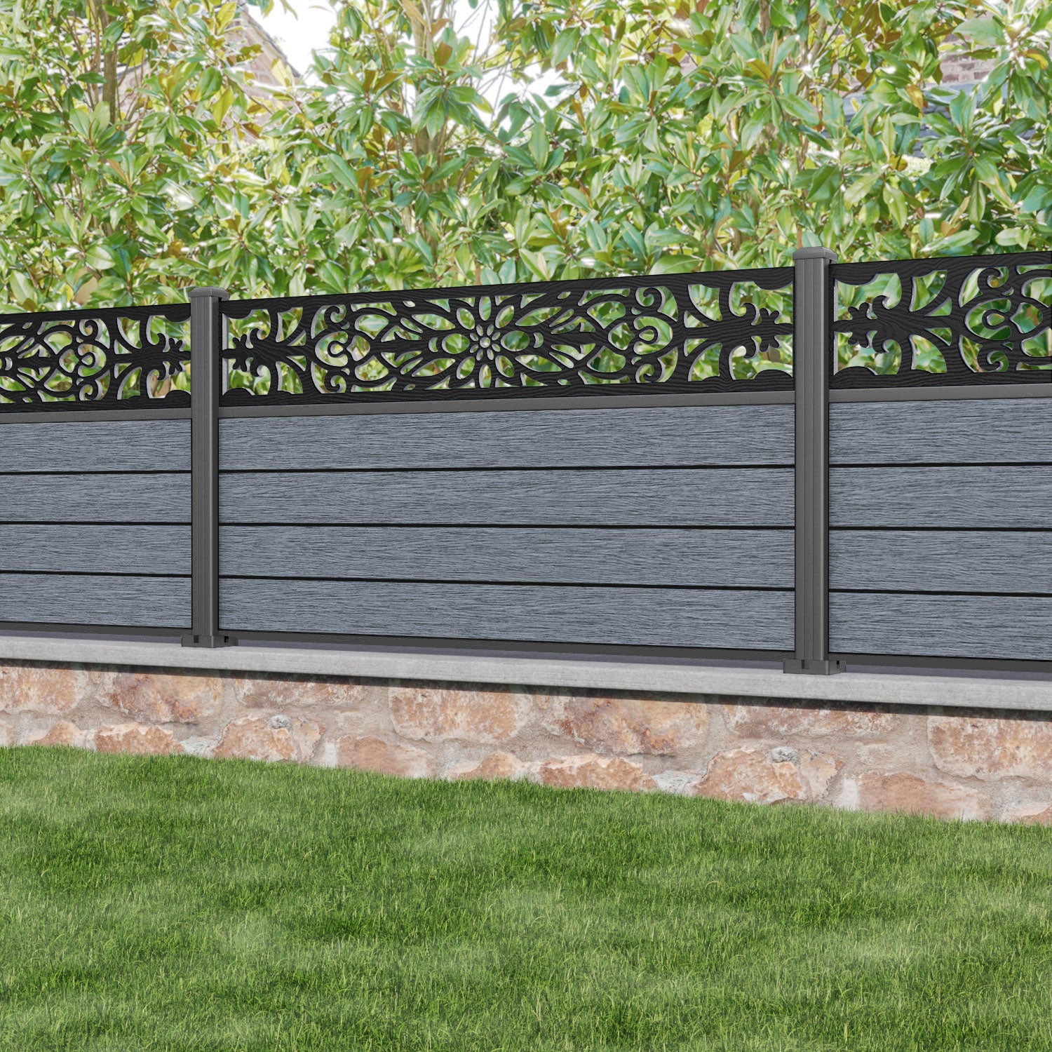 Fusion Windsor Fence Panel - Anthracite - with our aluminium posts