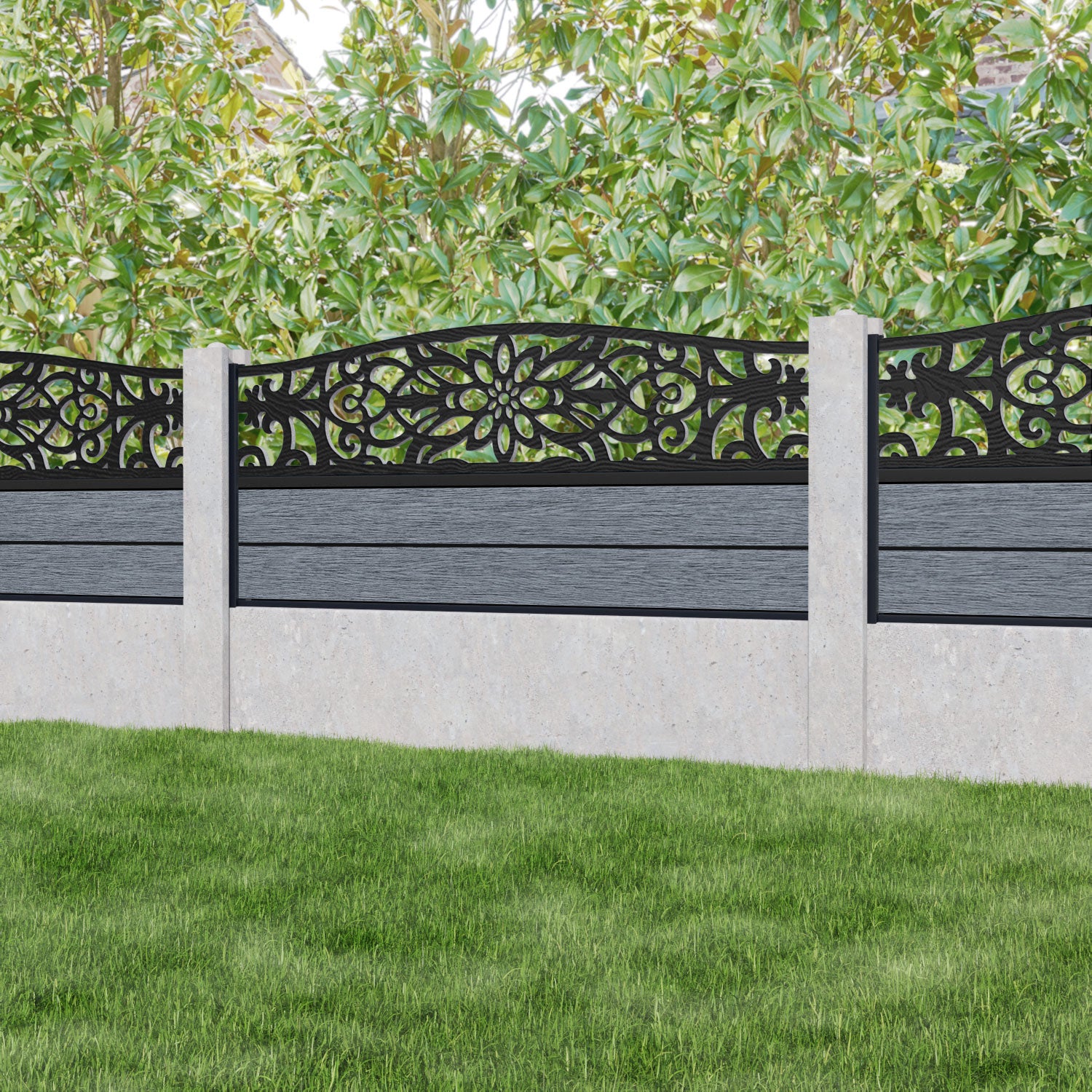 Fusion Windsor Curved Top Fence Panel - Anthracite - for existing concrete posts