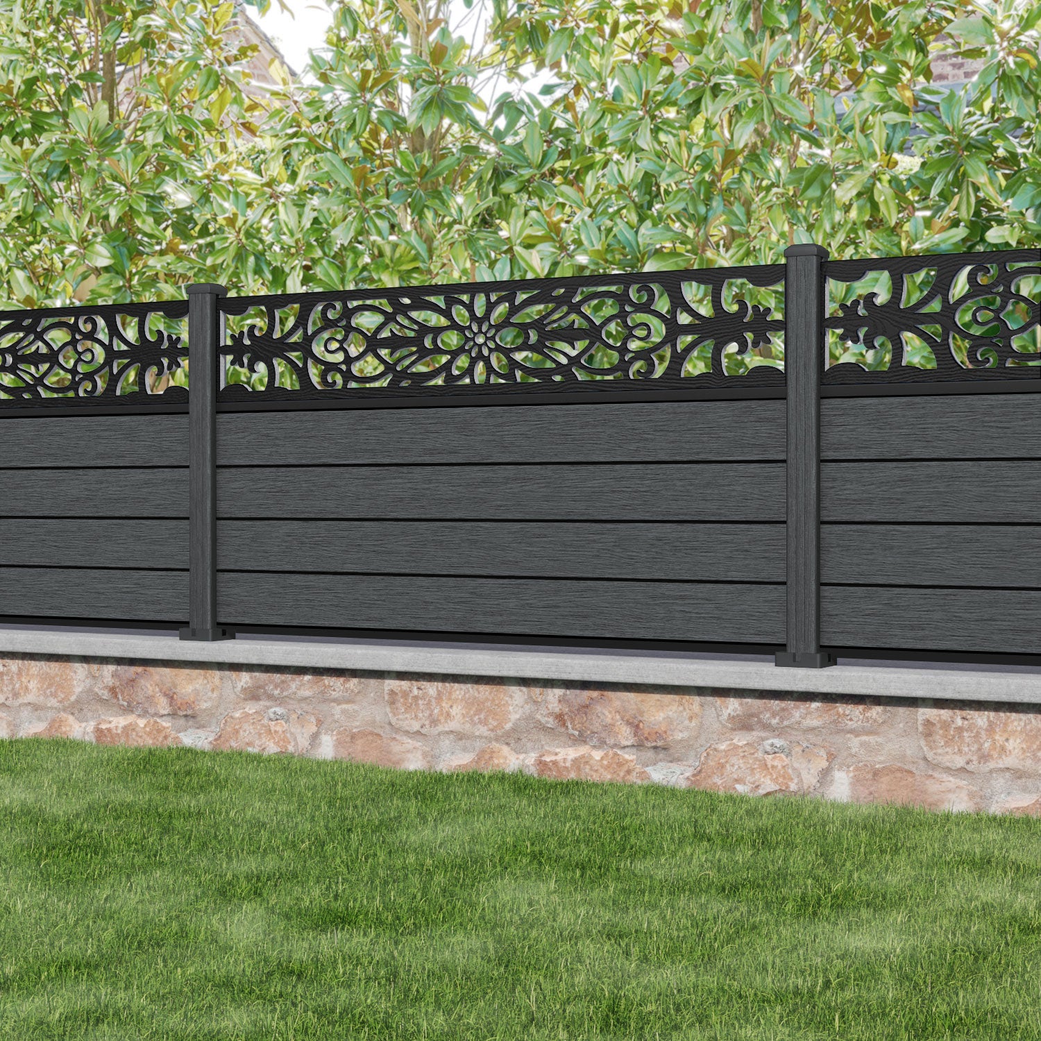 Fusion Windsor Fence Panel - Dark Grey - with our composite posts