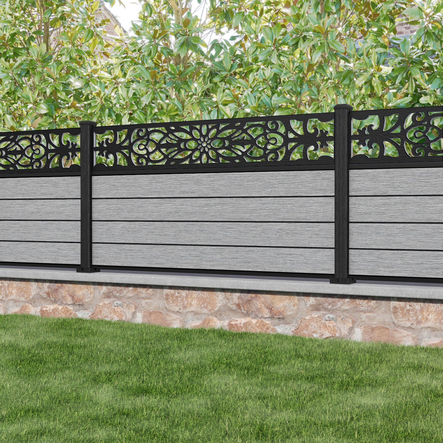 Fusion Windsor Fence Panel - Light Grey - with our composite posts
