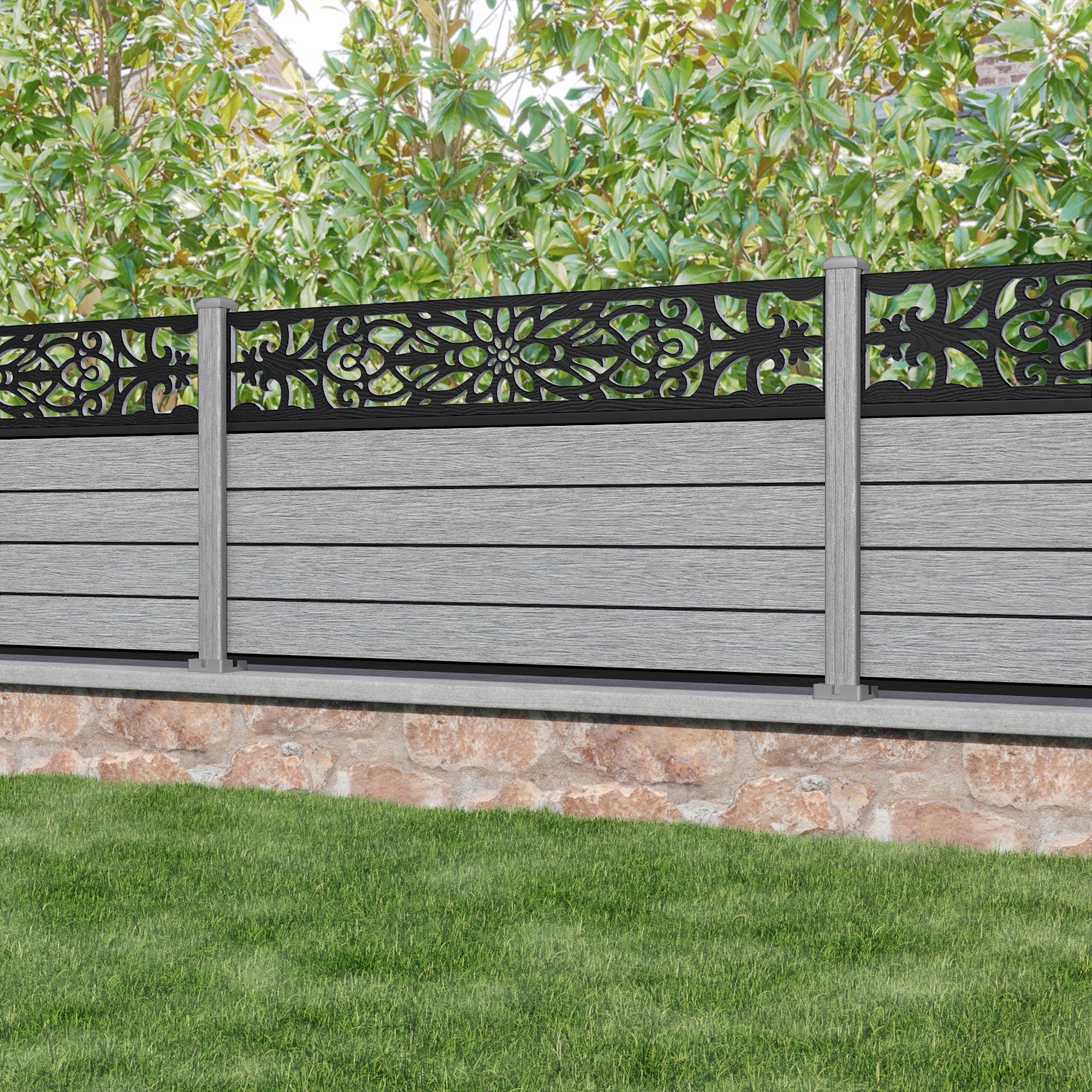 Fusion Windsor Fence Panel - Light Grey - with our composite posts