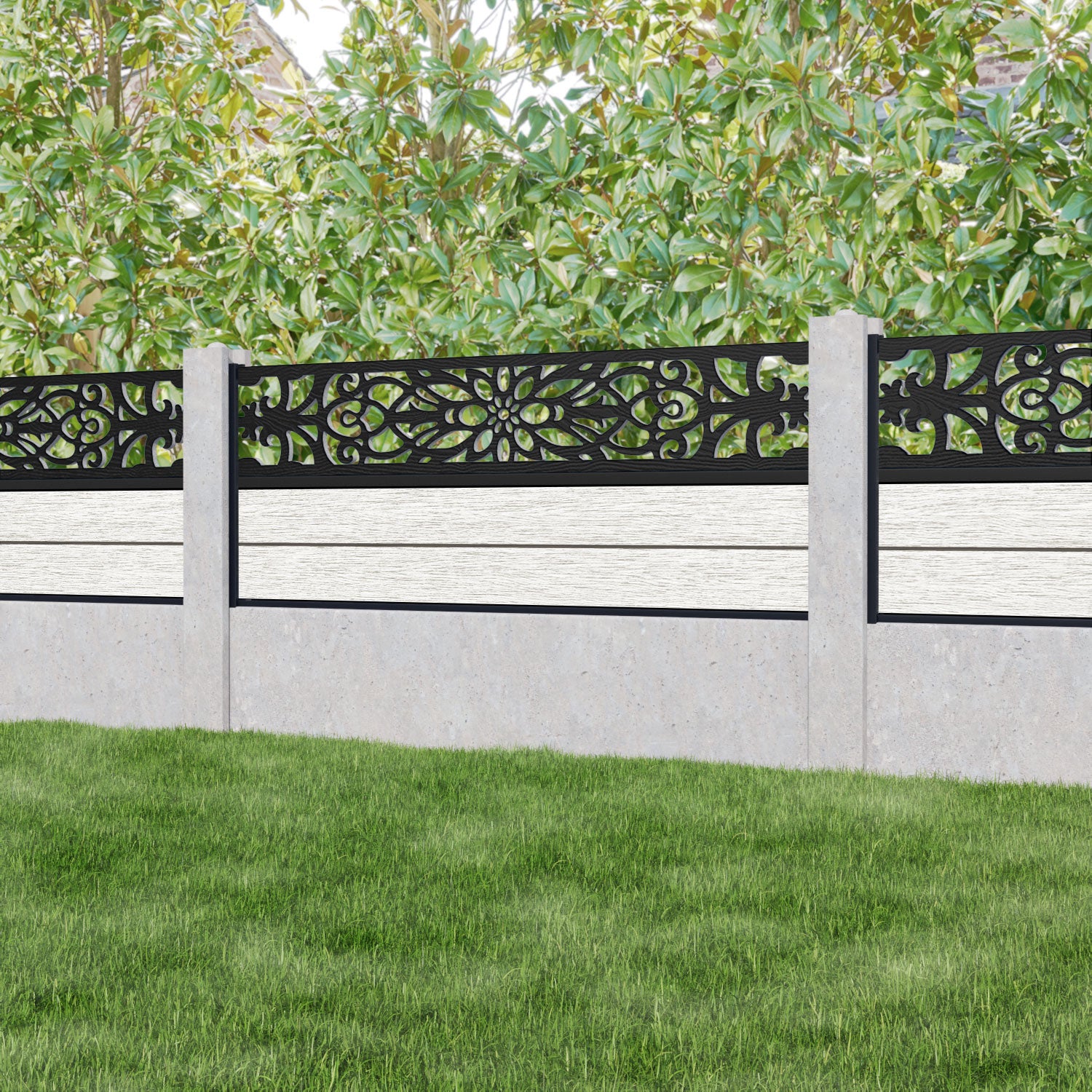 Fusion Windsor Fence Panel - Light Stone - for existing concrete posts