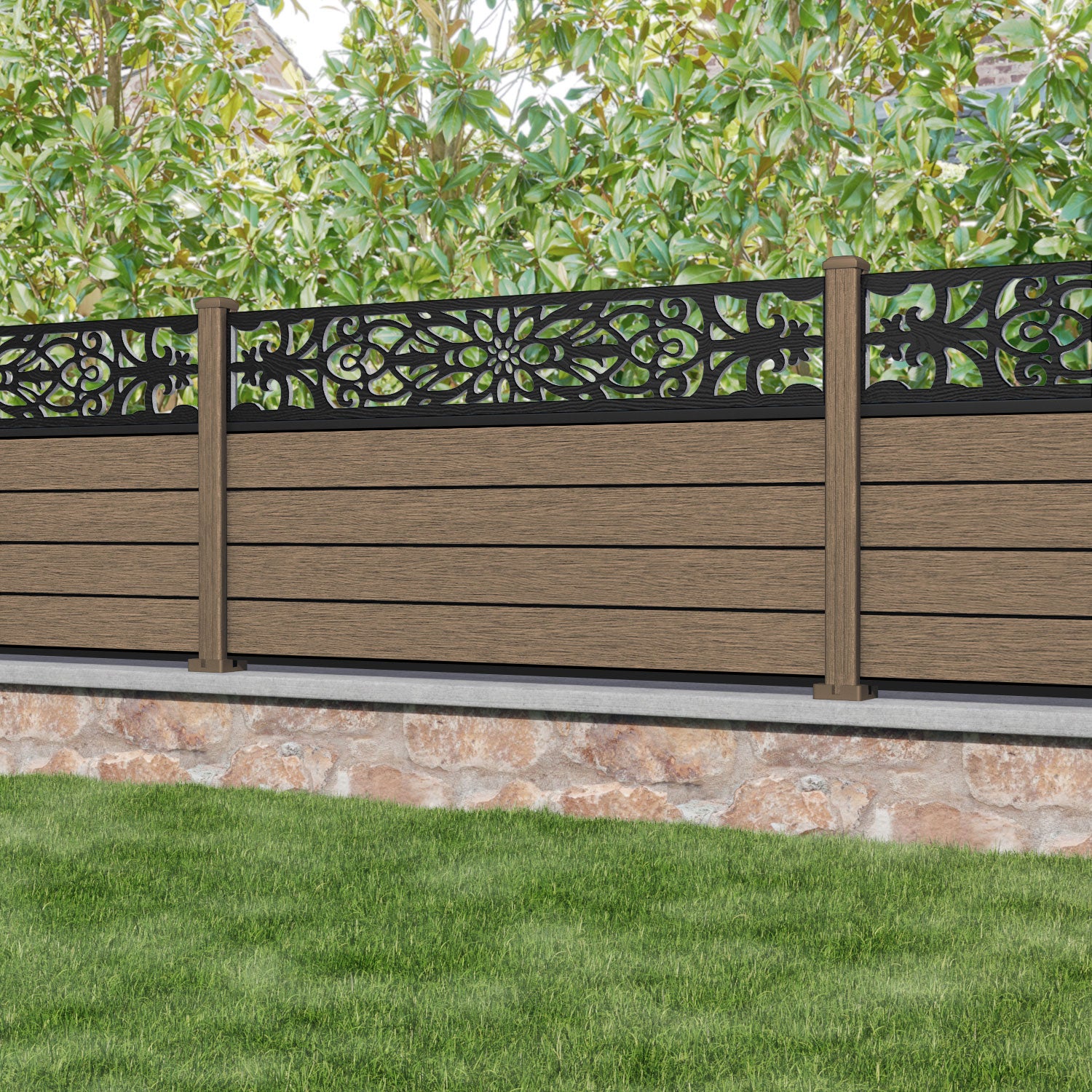 Fusion Windsor Fence Panel - Teak - with our composite posts