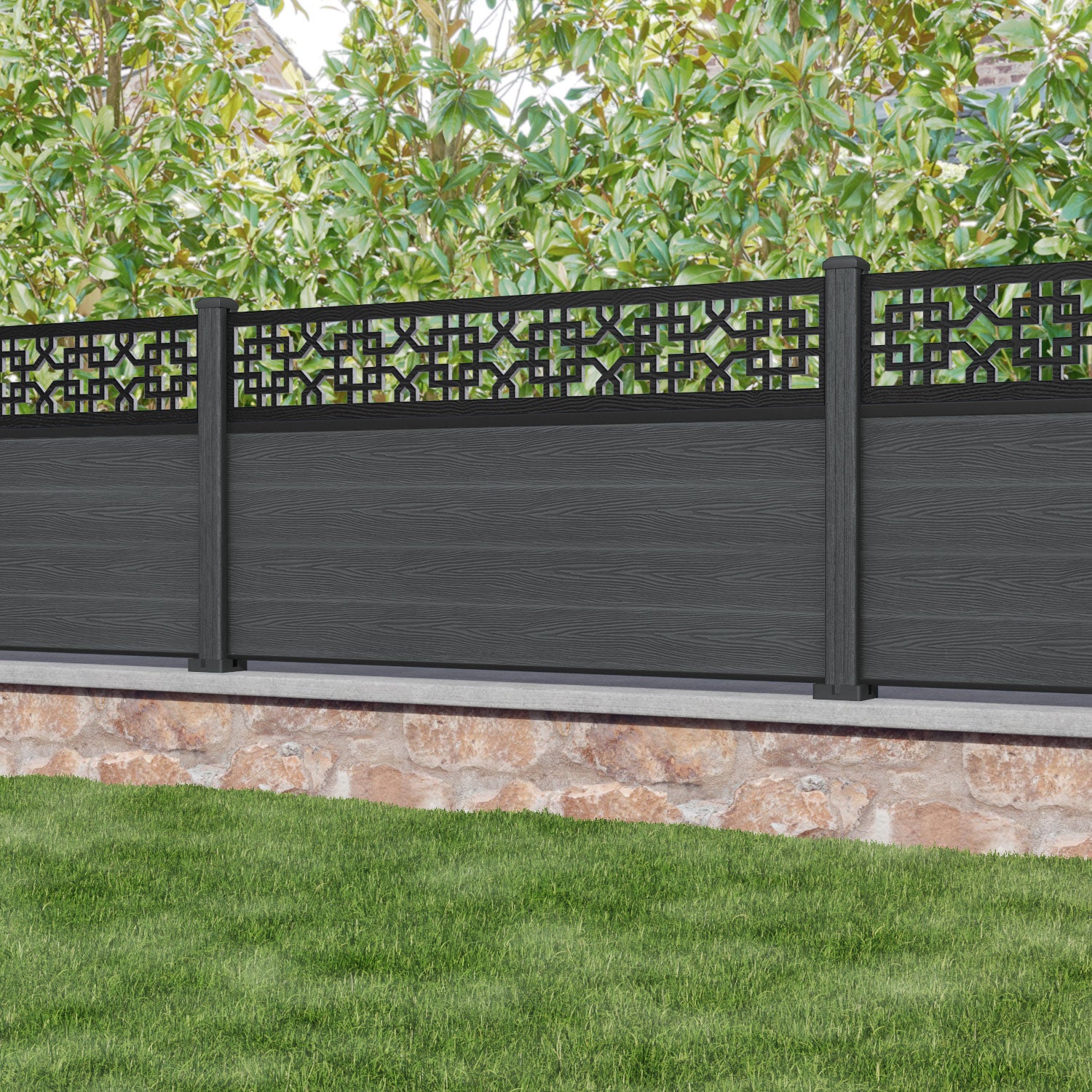Classic Zaria Fence Panel - Dark Grey - with our composite posts