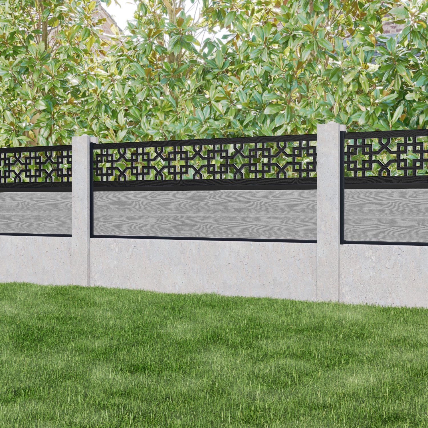 Classic Zaria Fence Panel - Light Grey - for existing concrete posts