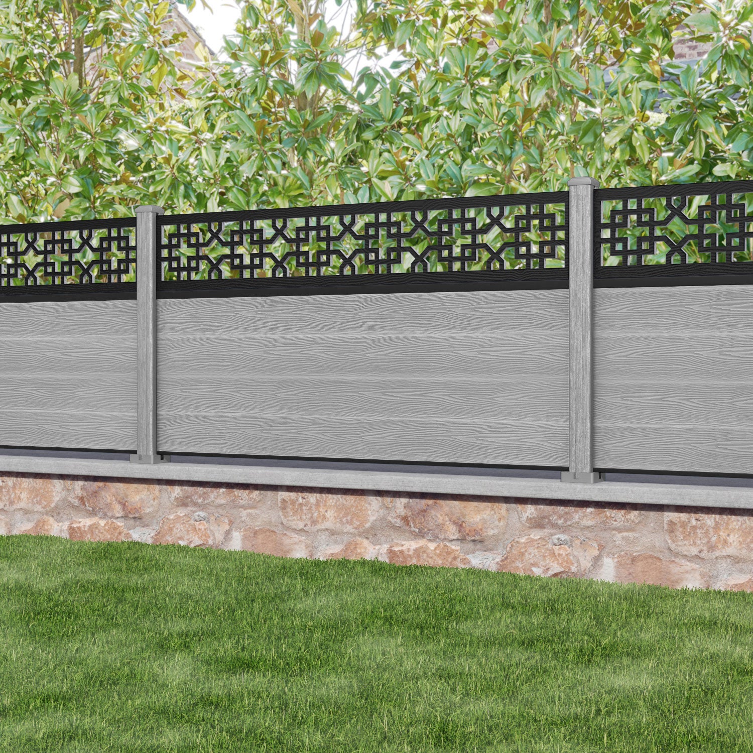 Classic Zaria Fence Panel - Light Grey - with our composite posts