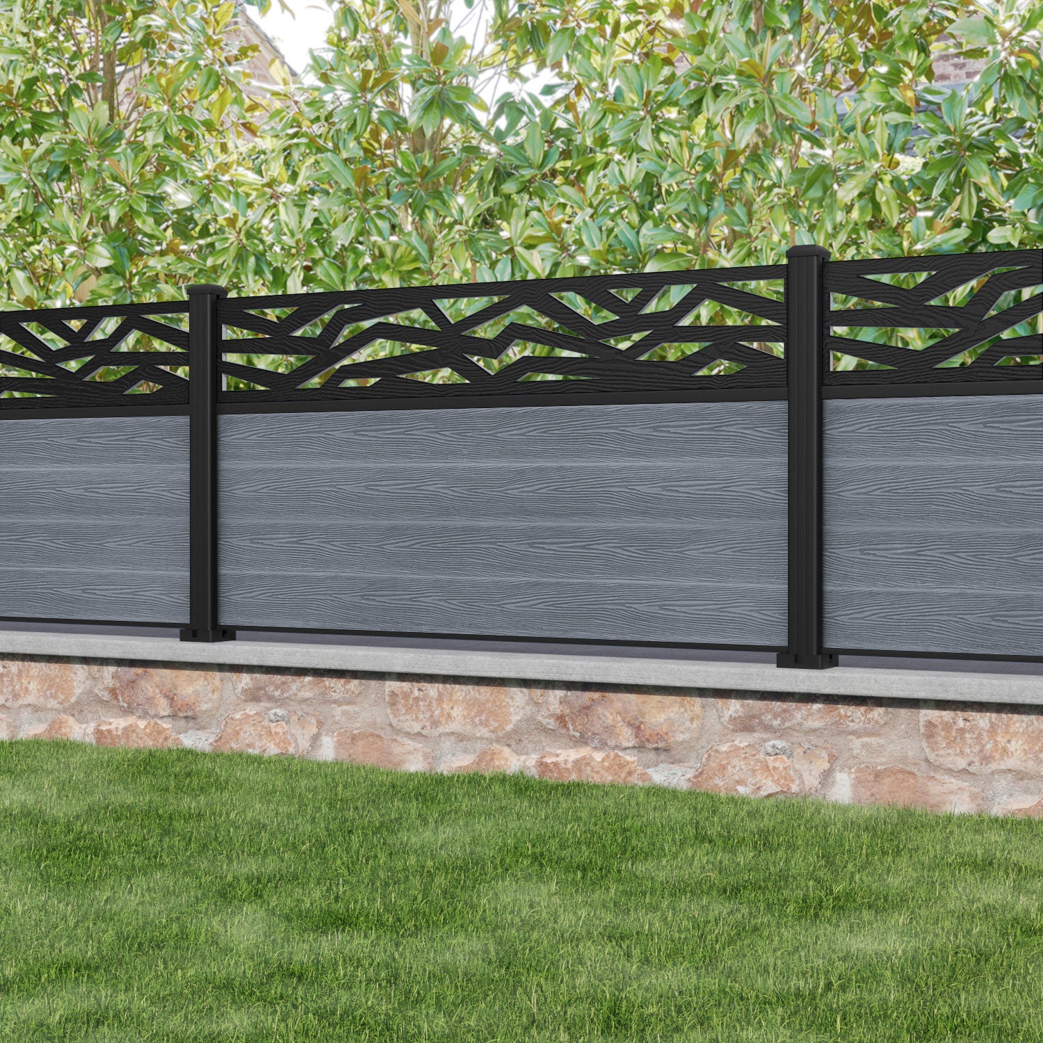 Classic Zenith Fence Panel - Anthracite - with our aluminium posts