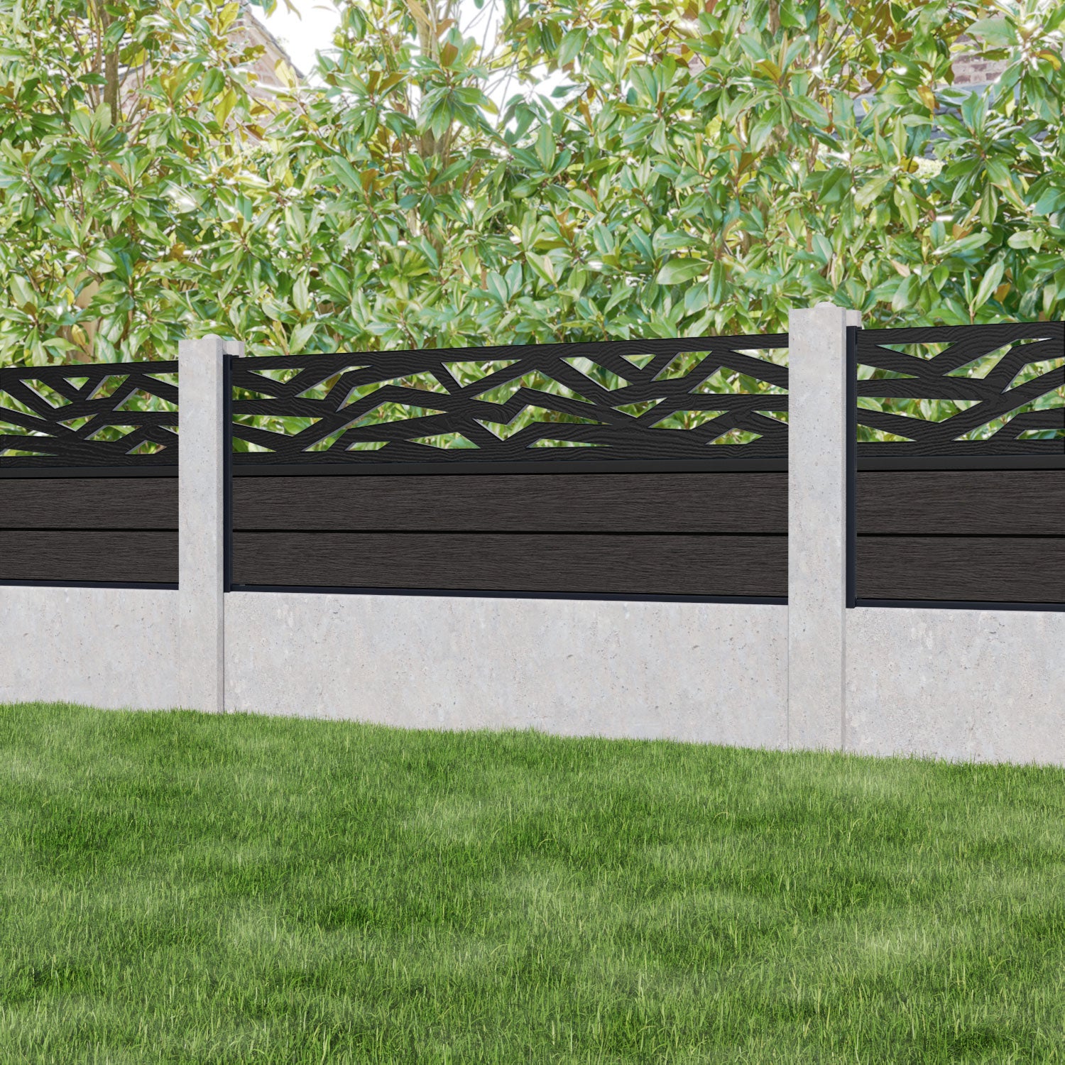 Fusion Zenith Fence Panel - Dark Oak - for existing concrete posts