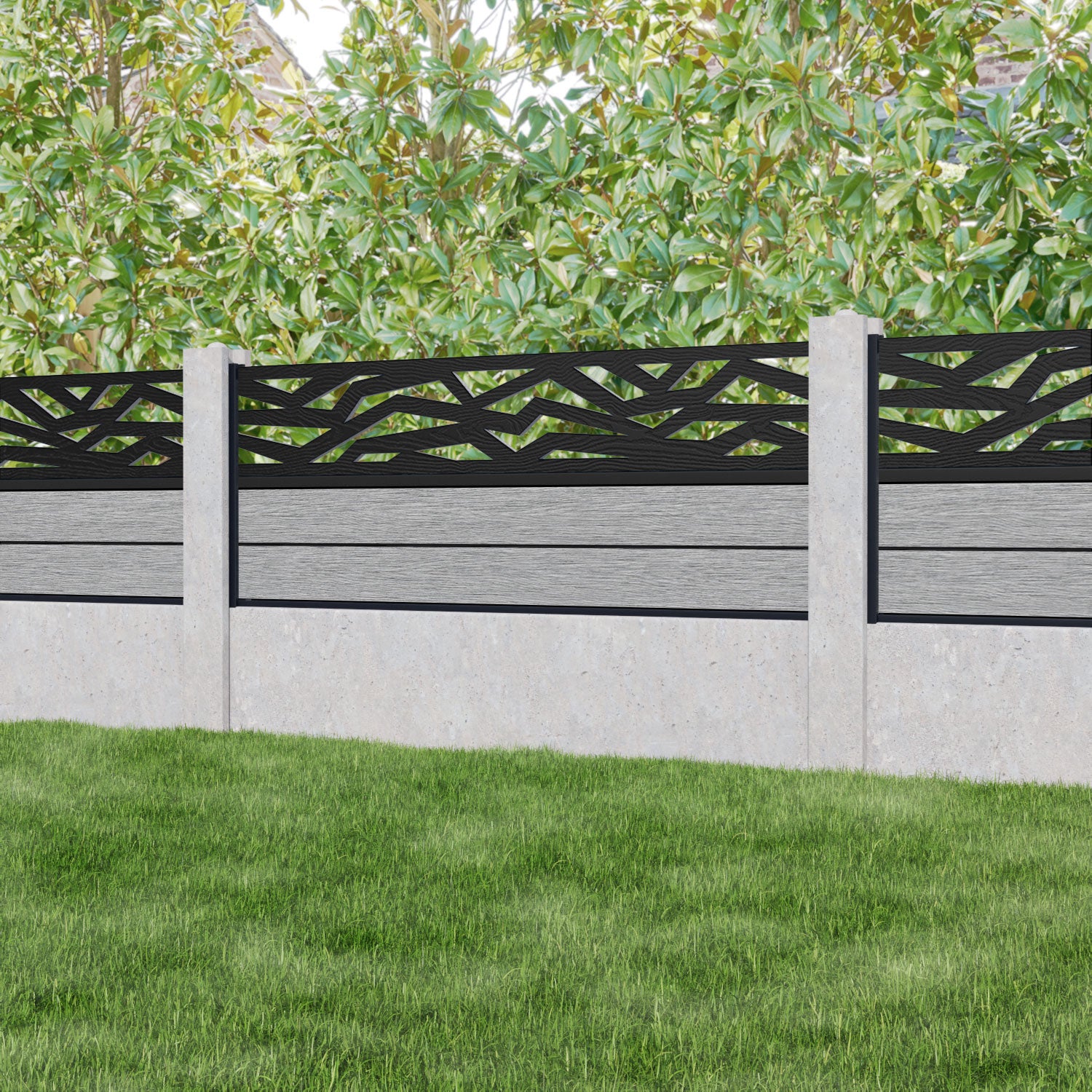Fusion Zenith Fence Panel - Light Grey - for existing concrete posts