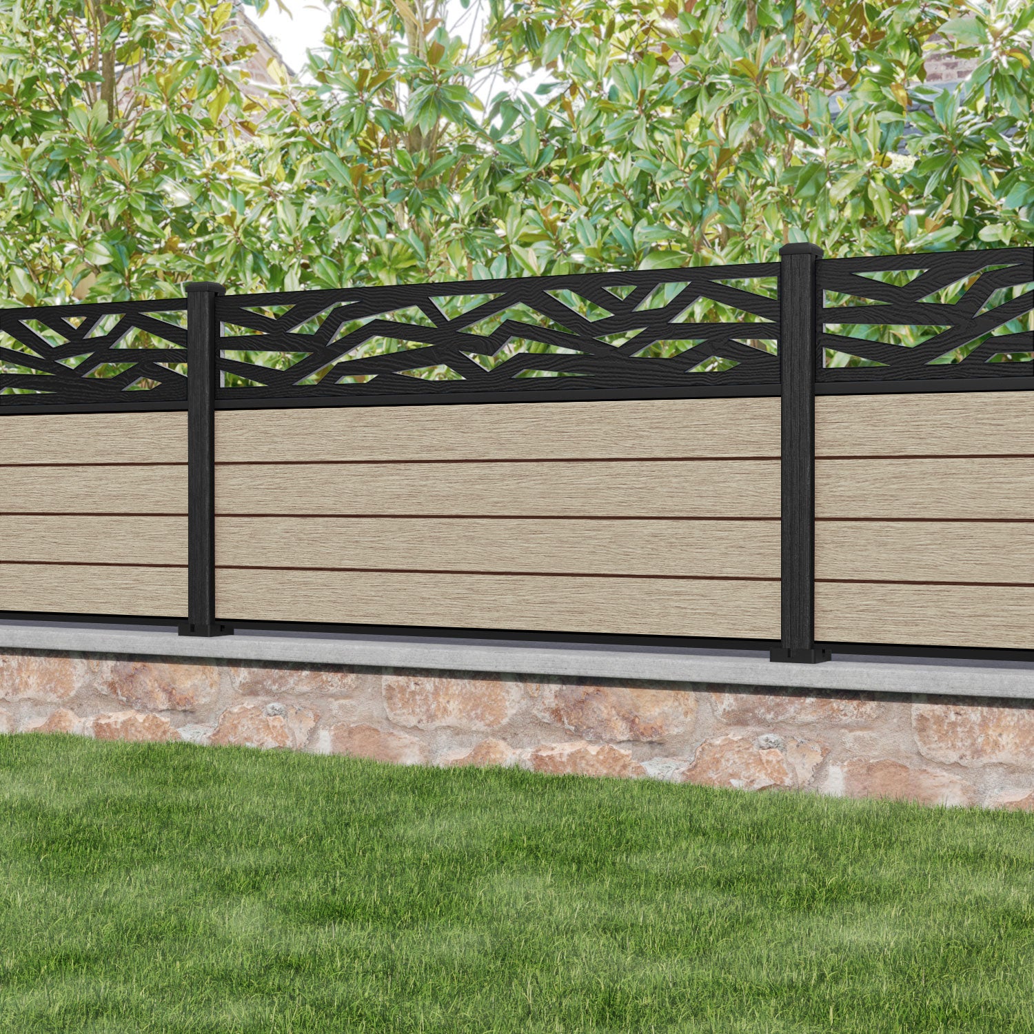 Fusion Zenith Fence Panel - Light Oak - with our composite posts