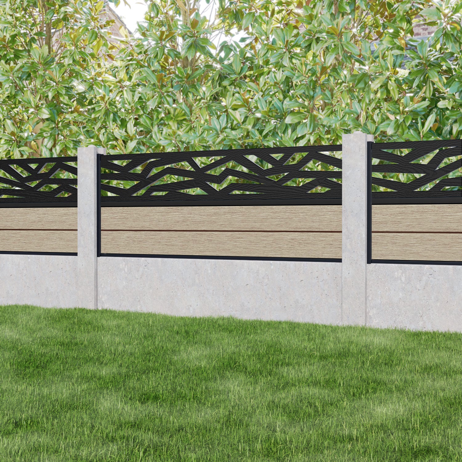 Fusion Zenith Fence Panel - Light Oak - for existing concrete posts