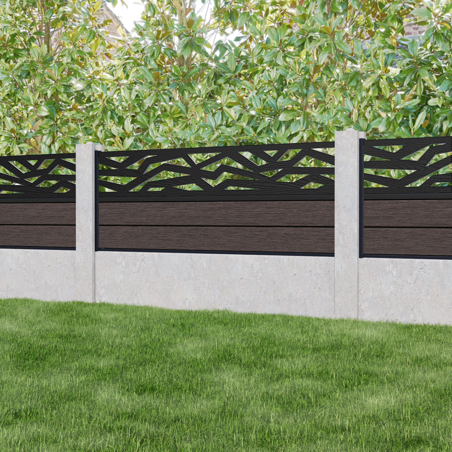 Fusion Zenith Fence Panel - Mid Brown - for existing concrete posts