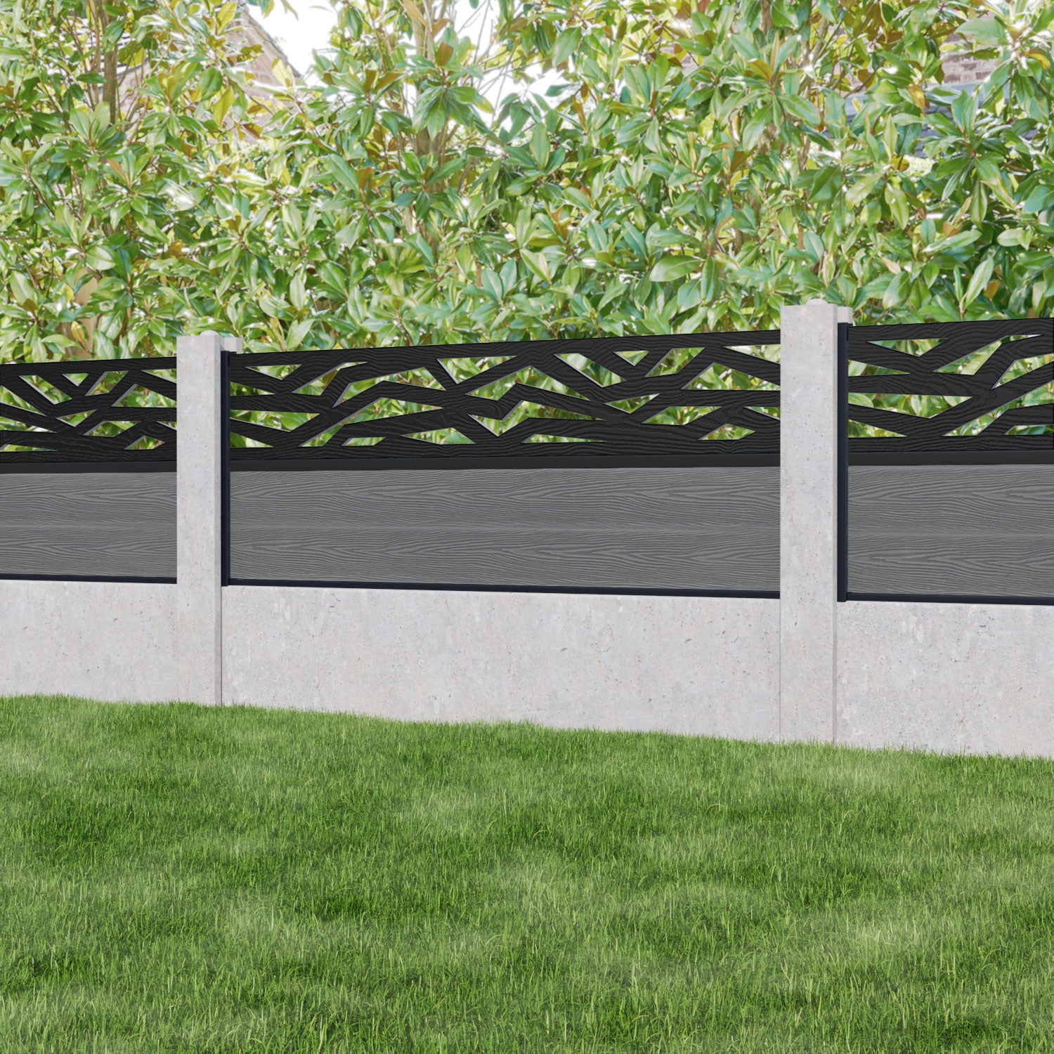 Classic Zenith Fence Panel - Mid Grey - for existing concrete posts