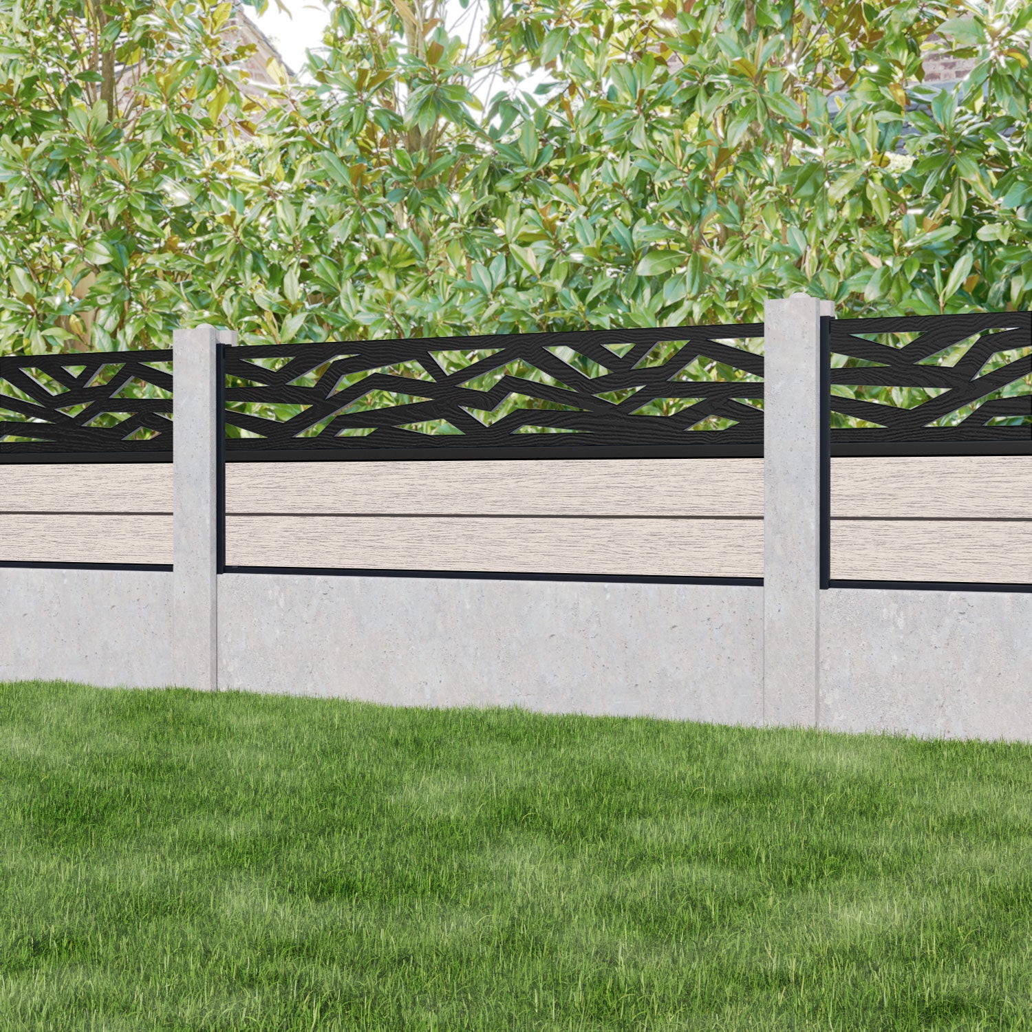Fusion Zenith Fence Panel - Mid Stone - for existing concrete posts