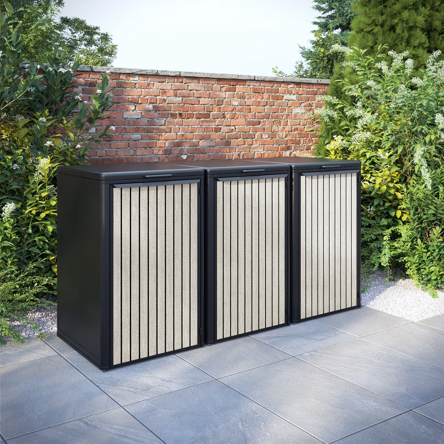 Curva Black 3 Bin Store with Virtis Door Slat