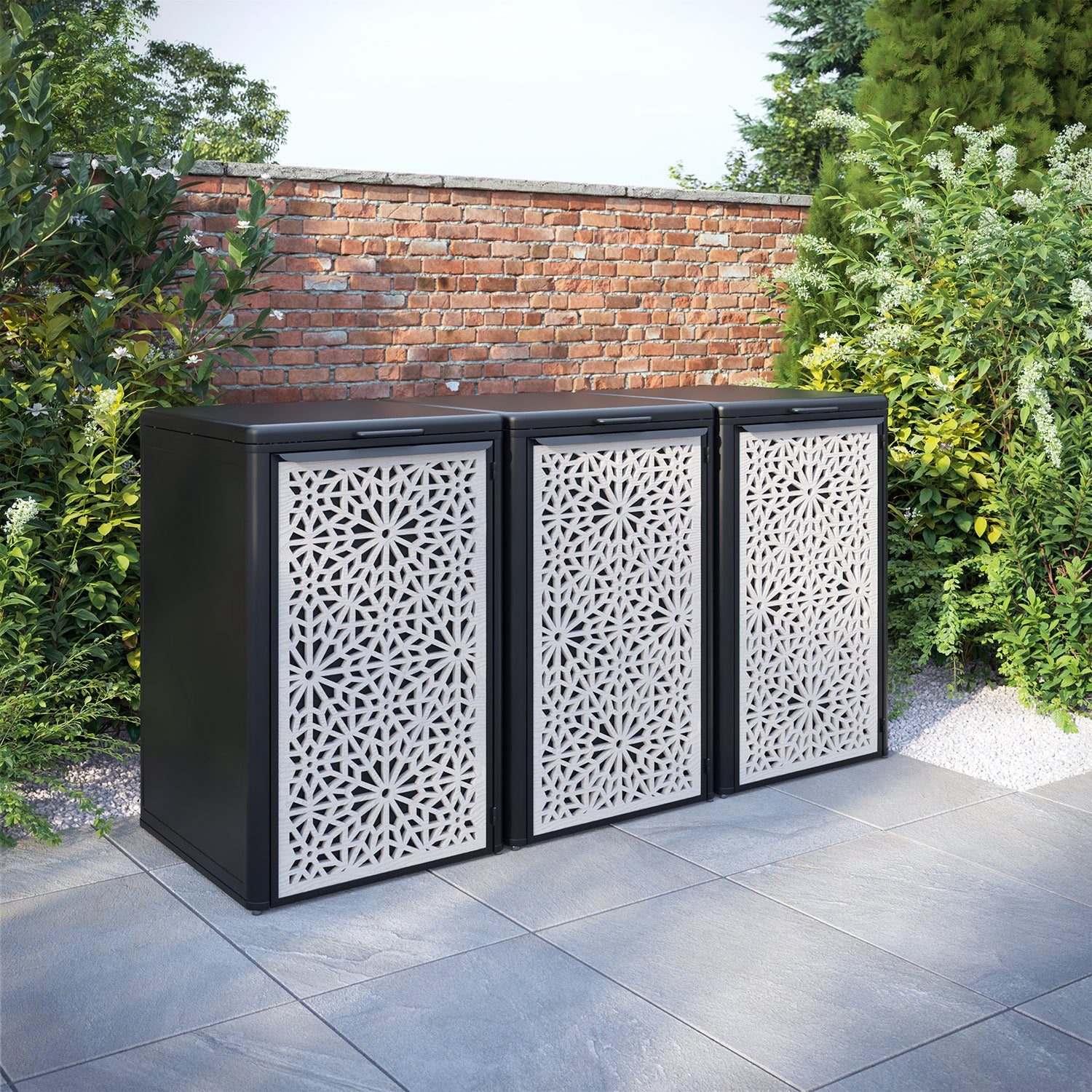 Curva Black 3 Bin Store with Alnara Door Screen