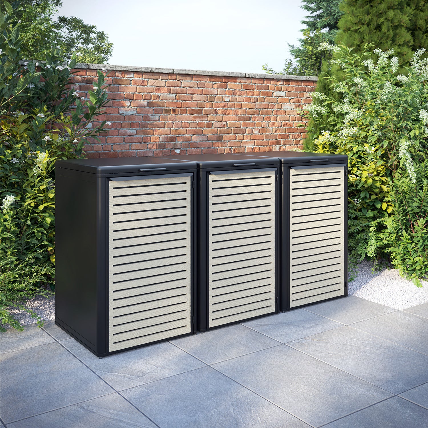 Curva Black 3 Bin Store with Aspen Door Screen