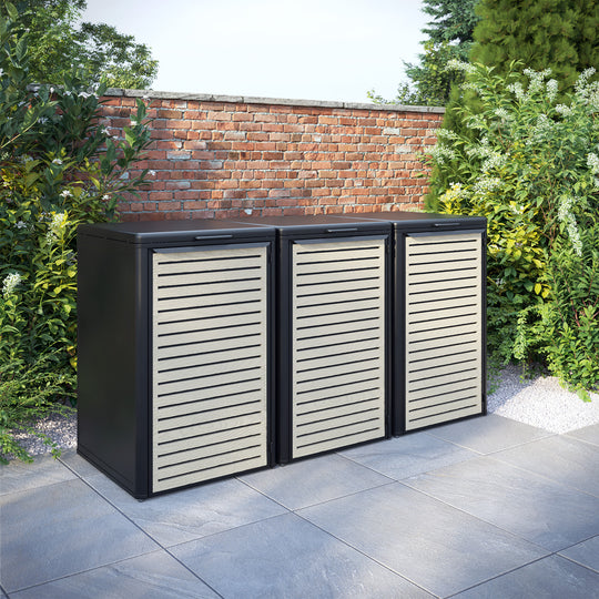 Curva Black 3 Bin Store with Aspen Door Screen