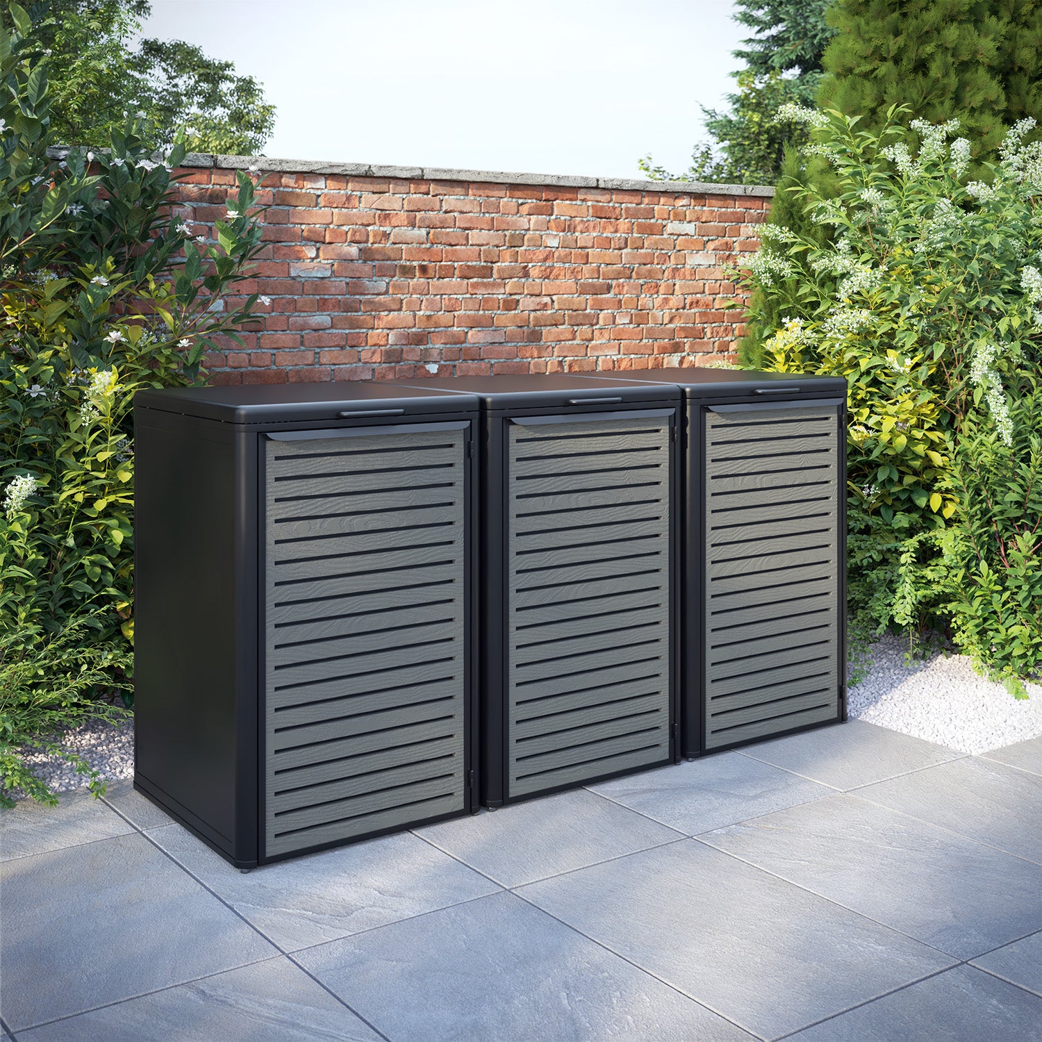Curva Black 3 Bin Store with Aspen Door Screen
