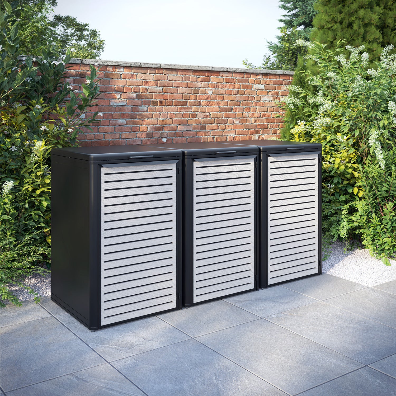 Curva Black 3 Bin Store with Aspen Door Screen