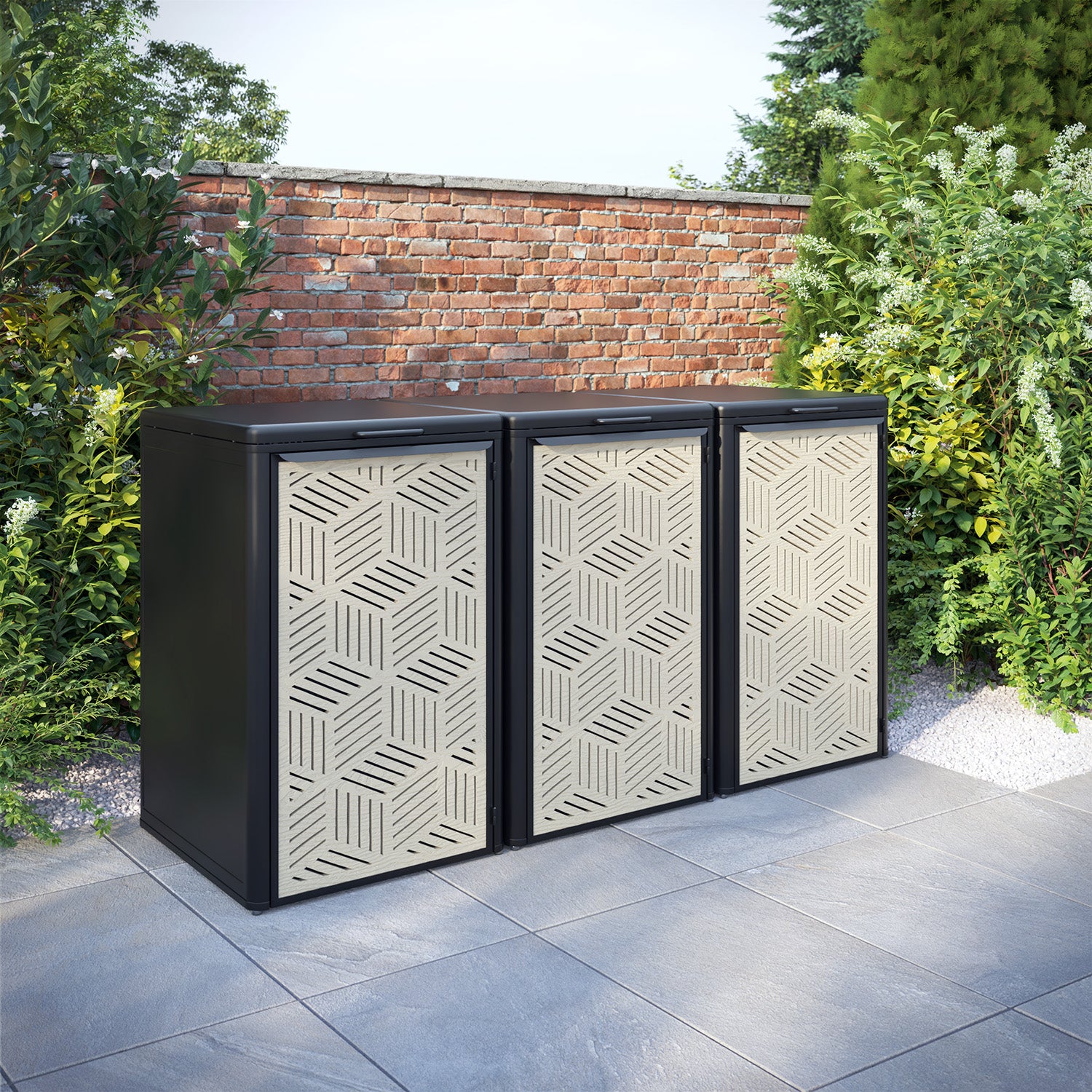 Curva Black 3 Bin Store with Cubed Door Screen