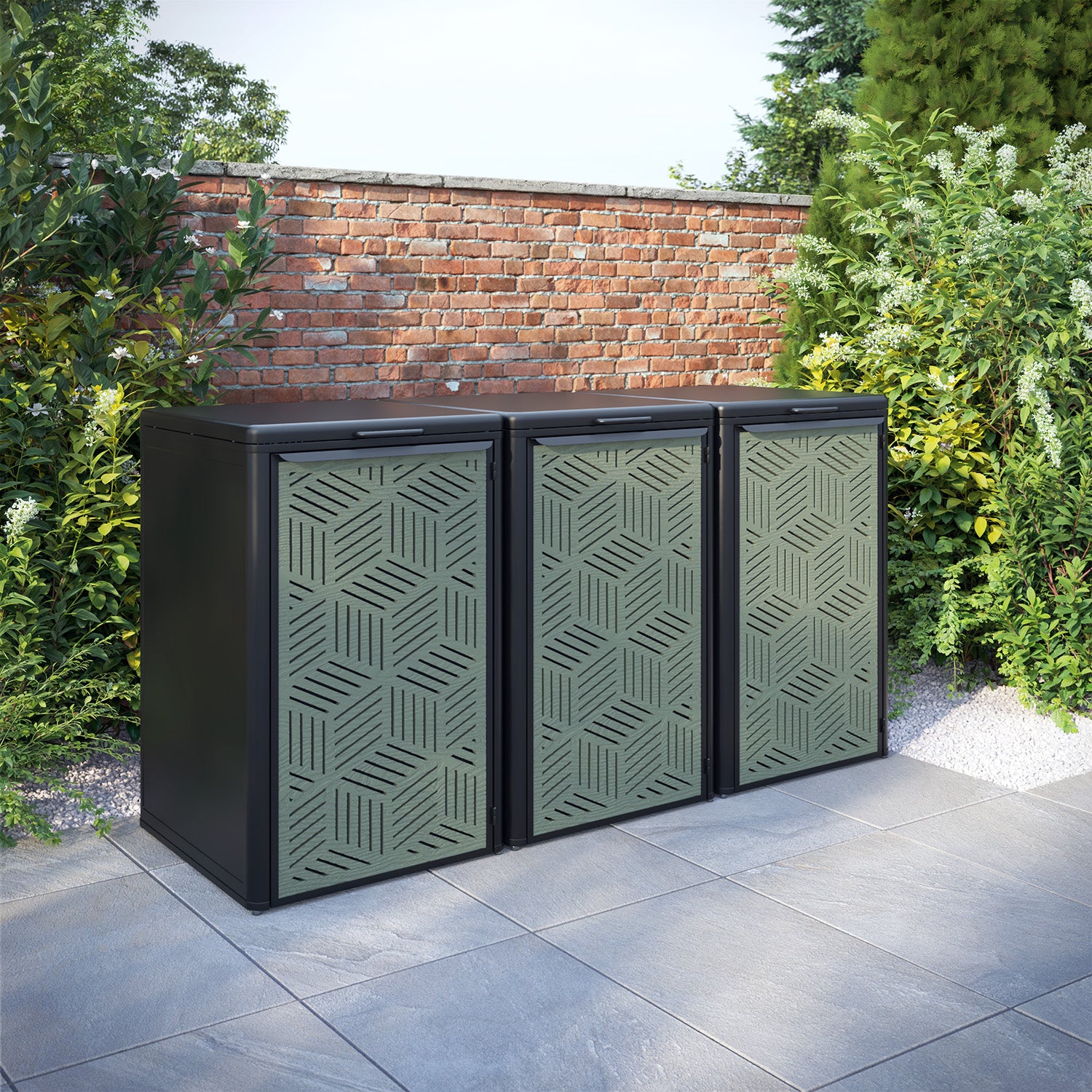Curva Black 3 Bin Store with Cubed Door Screen