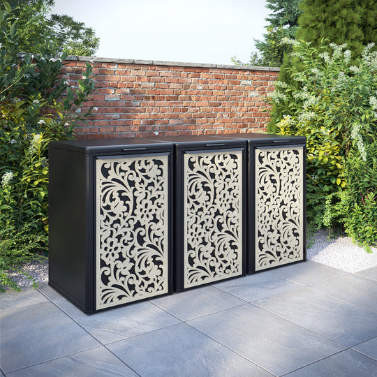Curva Black 3 Bin Store with Eden Door Screen