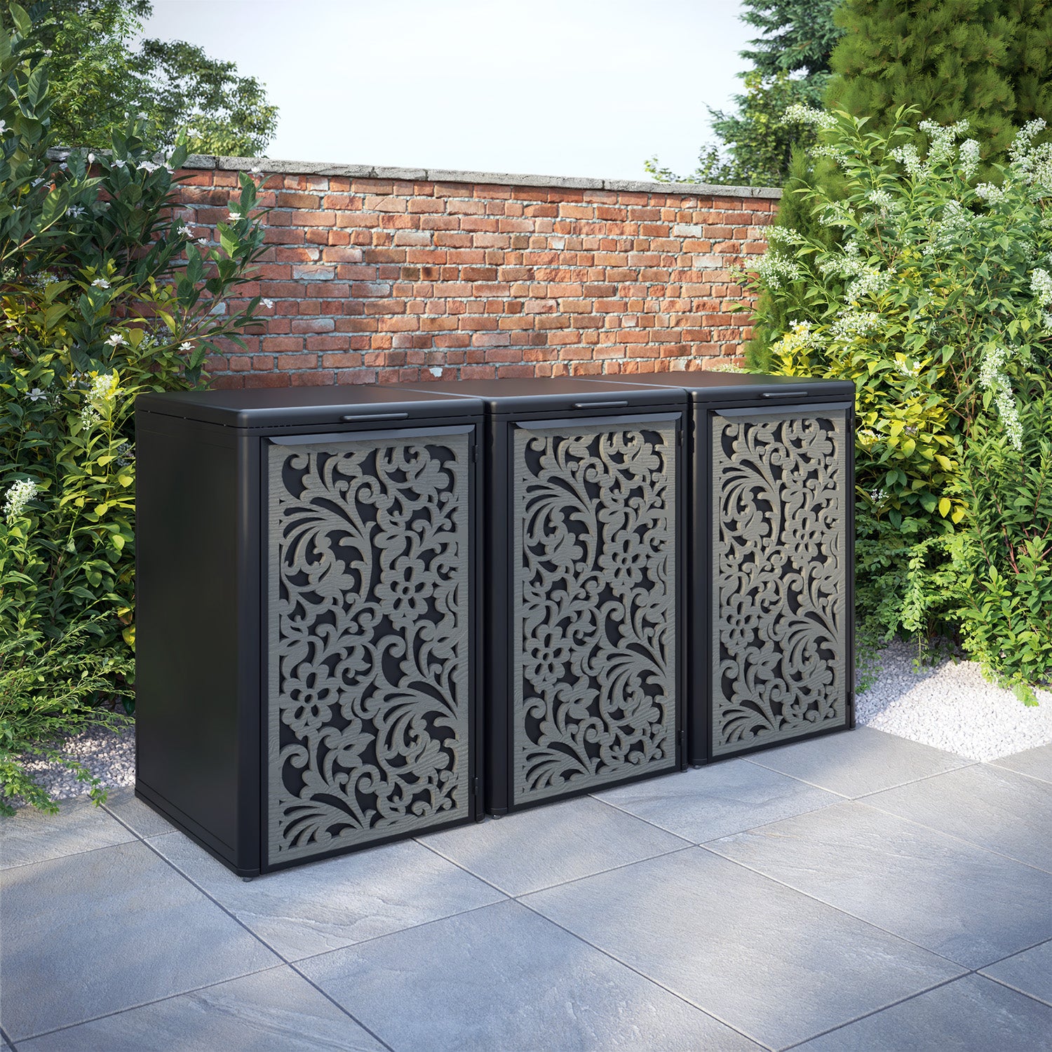 Curva Black 3 Bin Store with Eden Door Screen