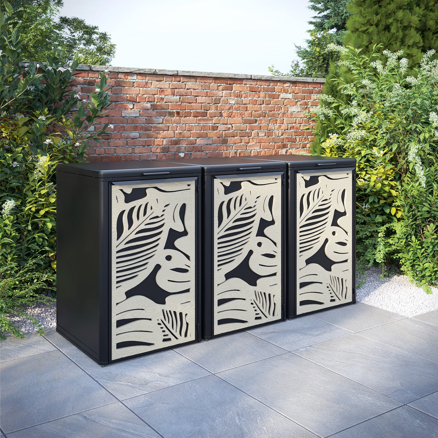 Curva Black 3 Bin Store with Fauna Door Screen