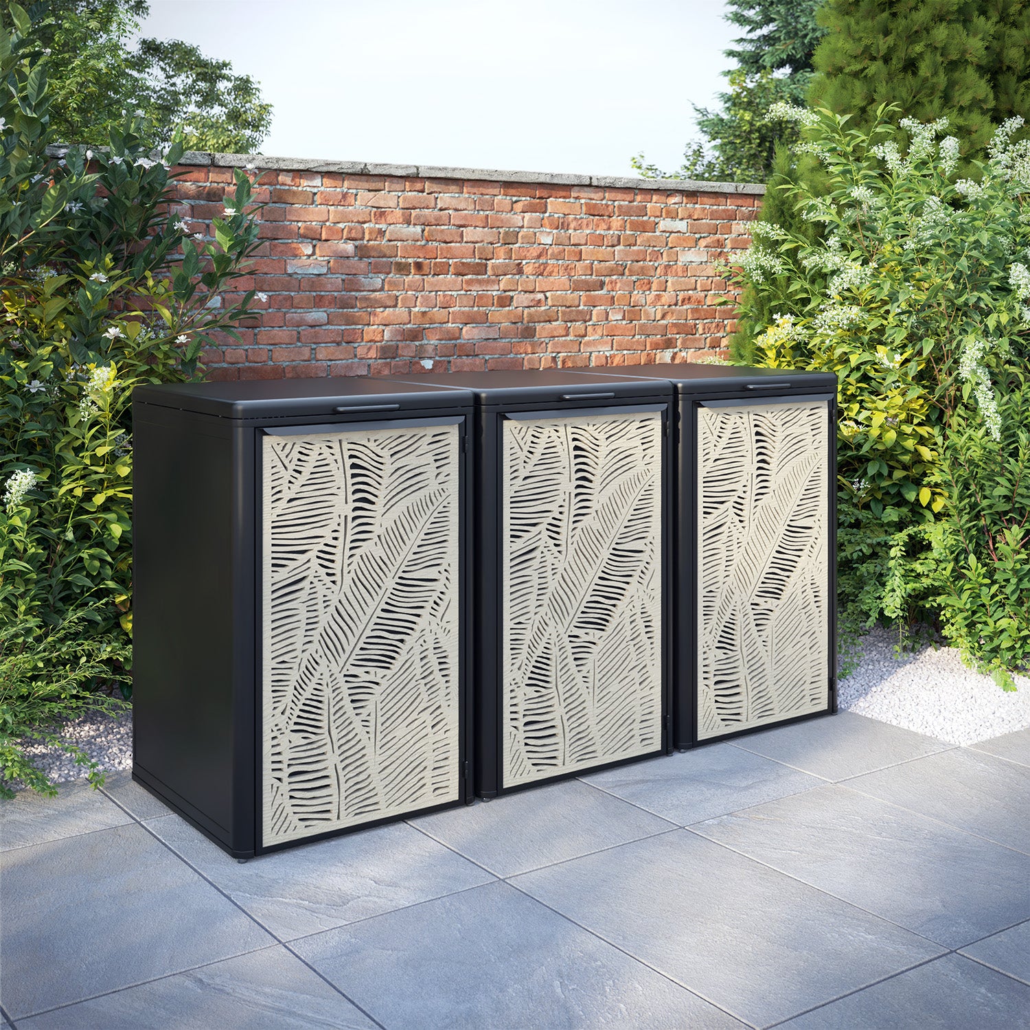 Curva Black 3 Bin Store with Feather Door Screen