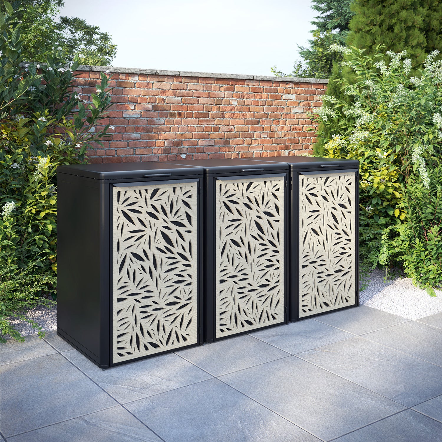 Curva Black 3 Bin Store with Foliage Door Screen