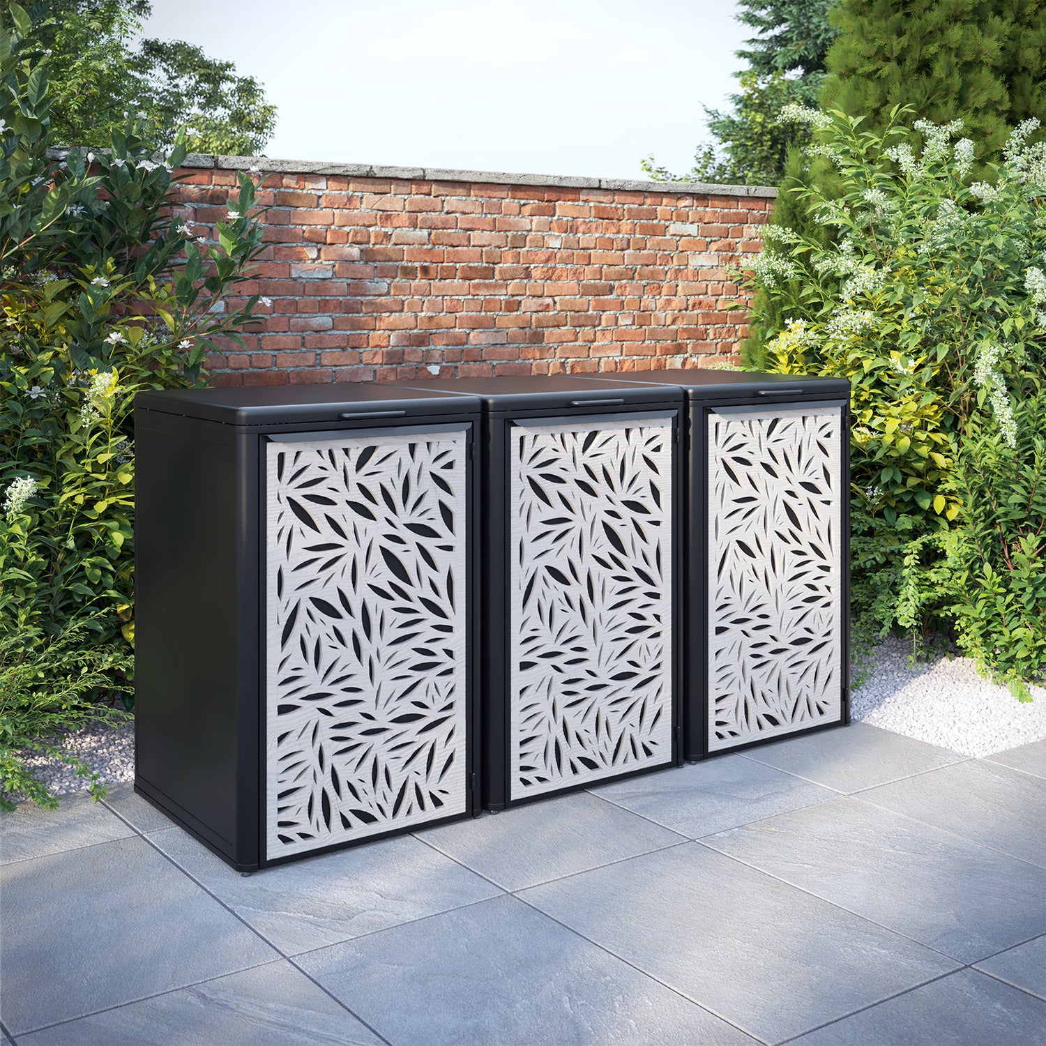 Curva Black 3 Bin Store with Foliage Door Screen