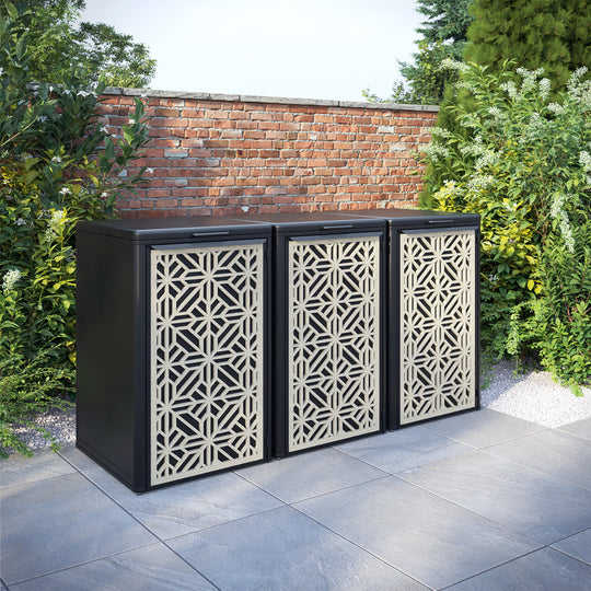 Curva Black 3 Bin Store with Geo Door Screen