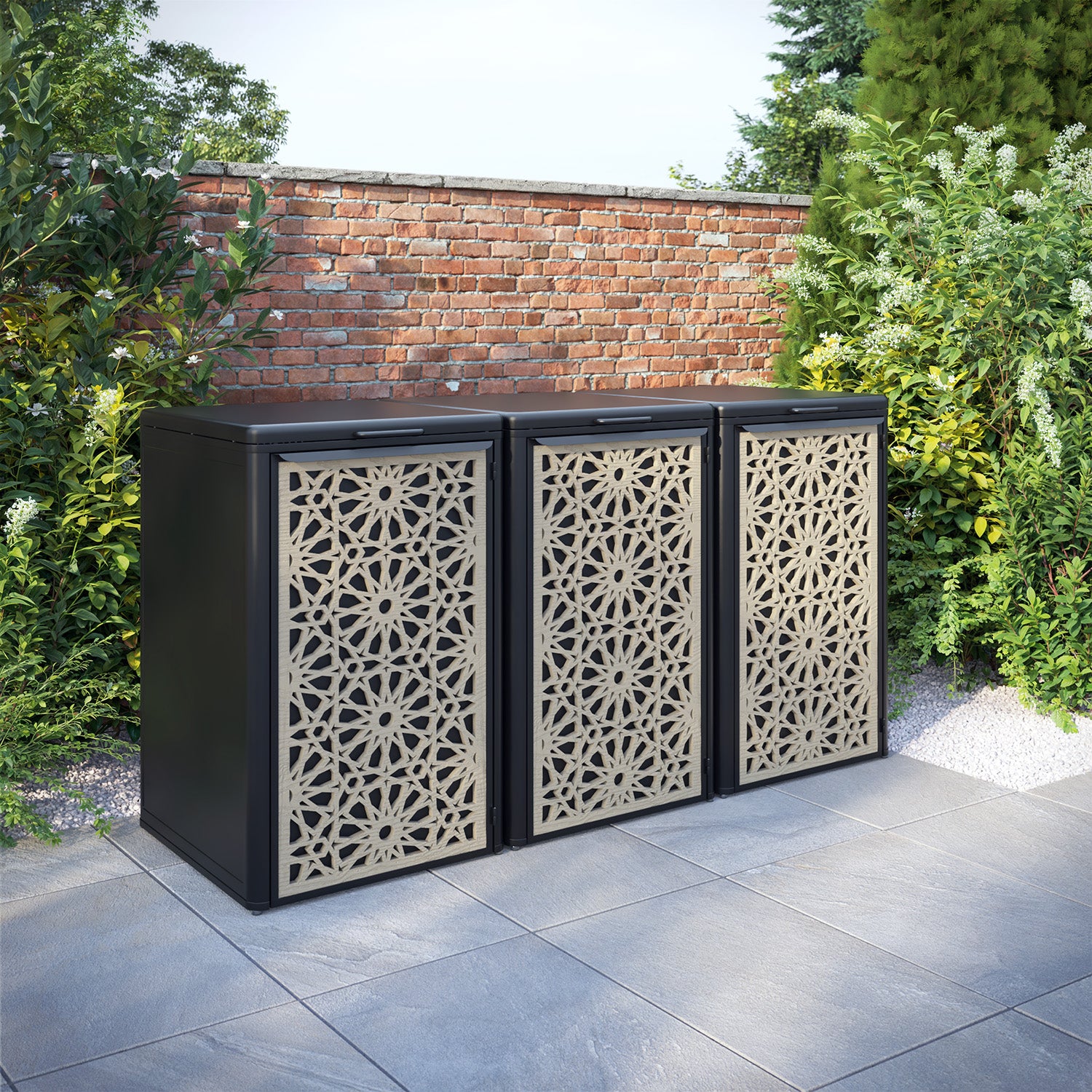 Curva Black 3 Bin Store with Hambra Door Screen