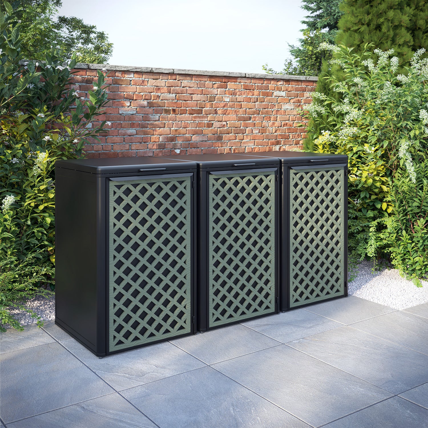 Curva Black 3 Bin Store with Hive Door Screen