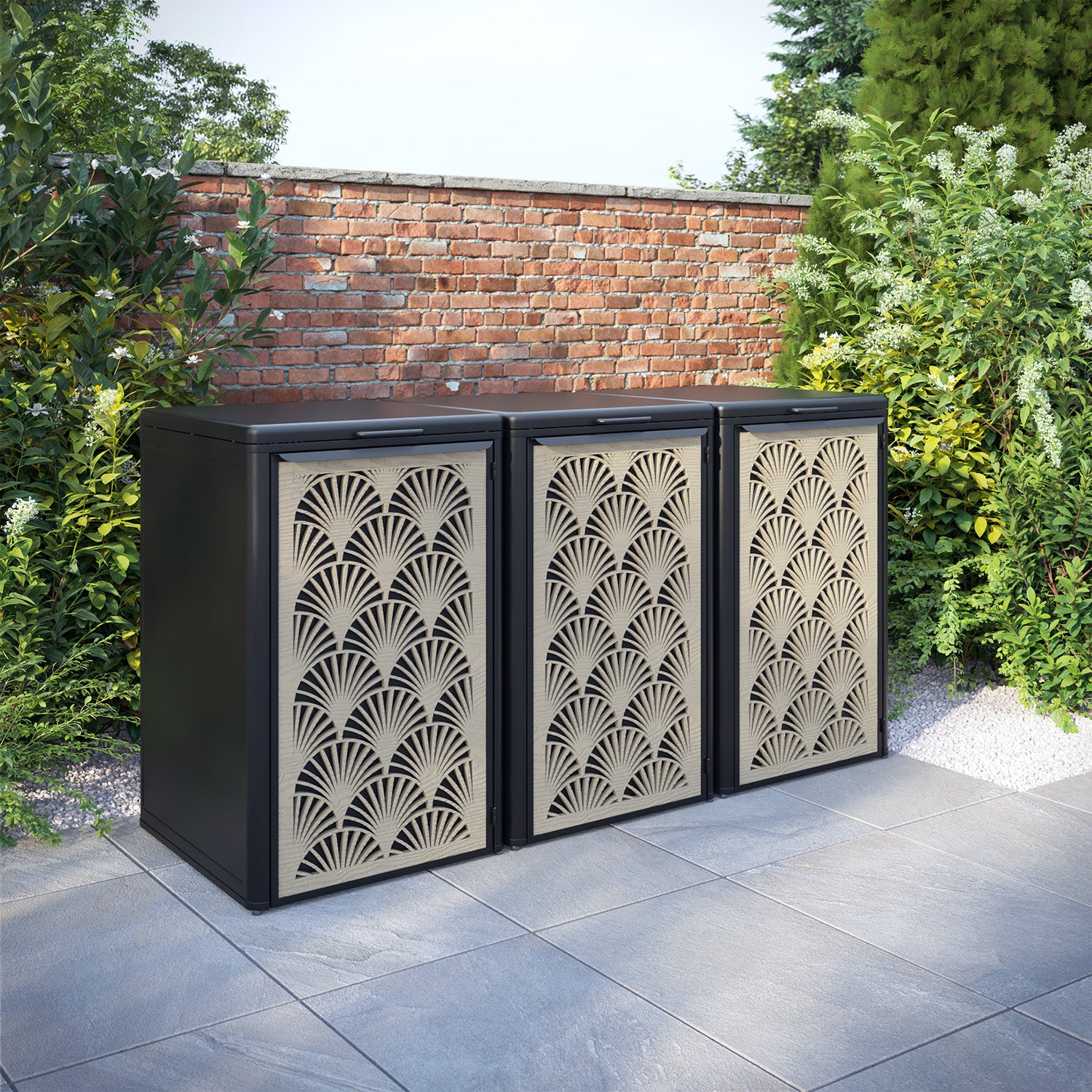 Curva Black 3 Bin Store with Laurel Door Screen
