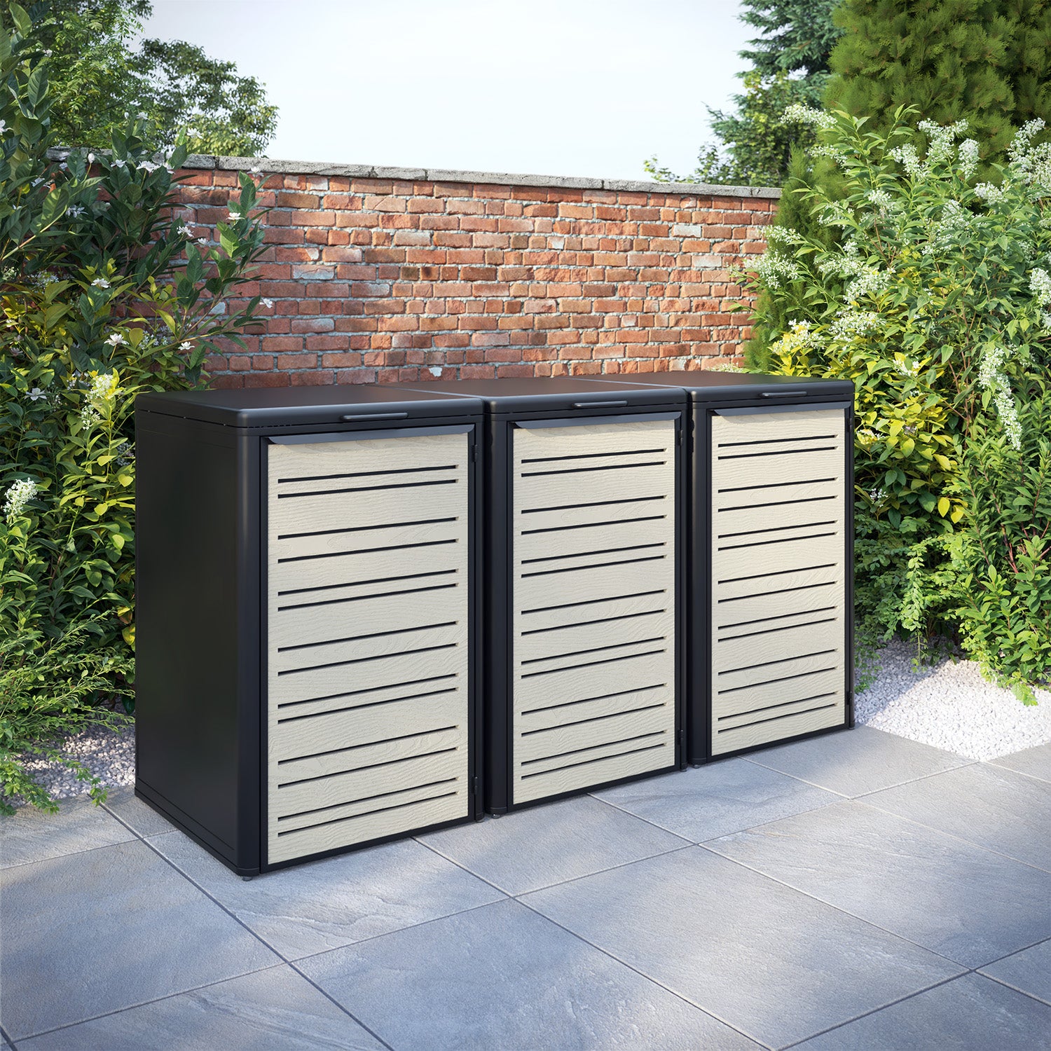 Curva Black 3 Bin Store with Linea Door Screen