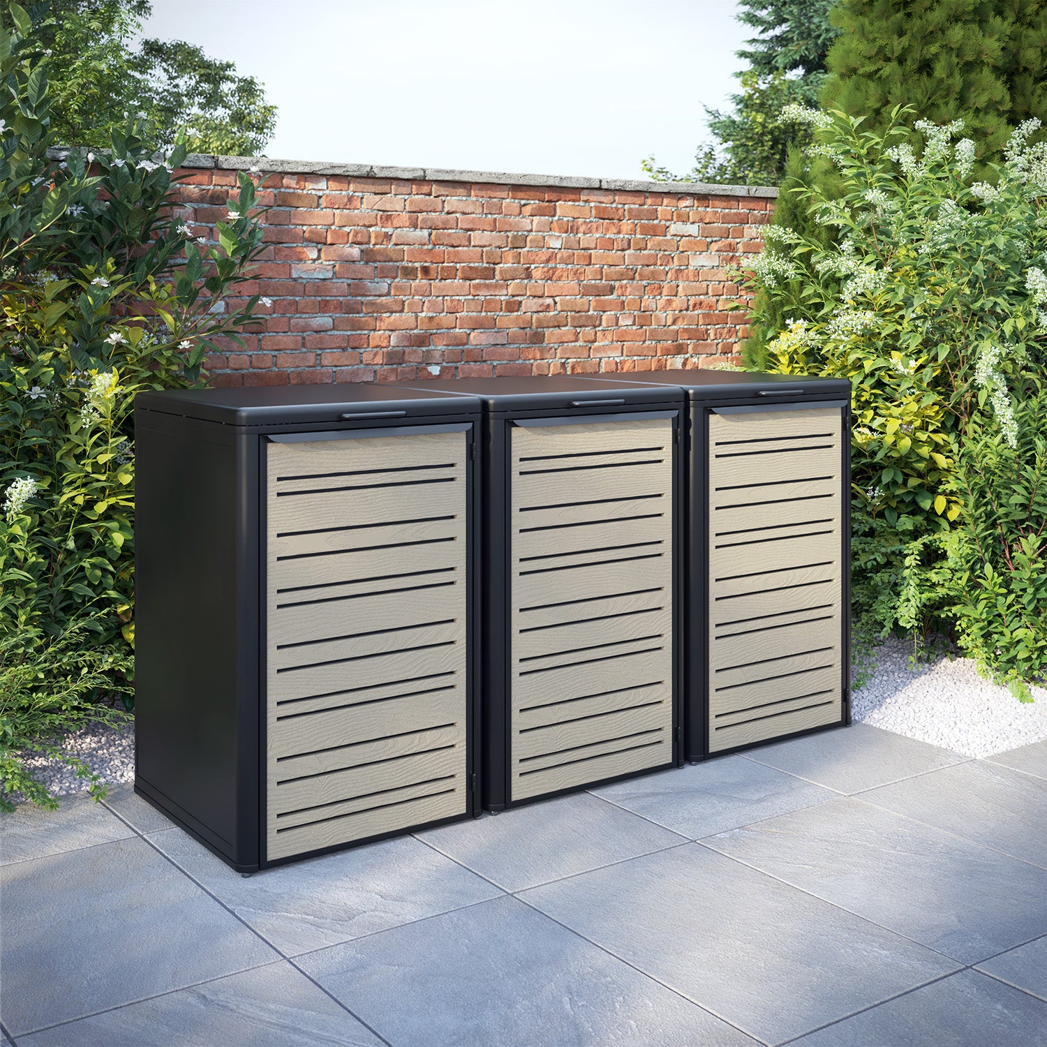 Curva Black 3 Bin Store with Linea Door Screen