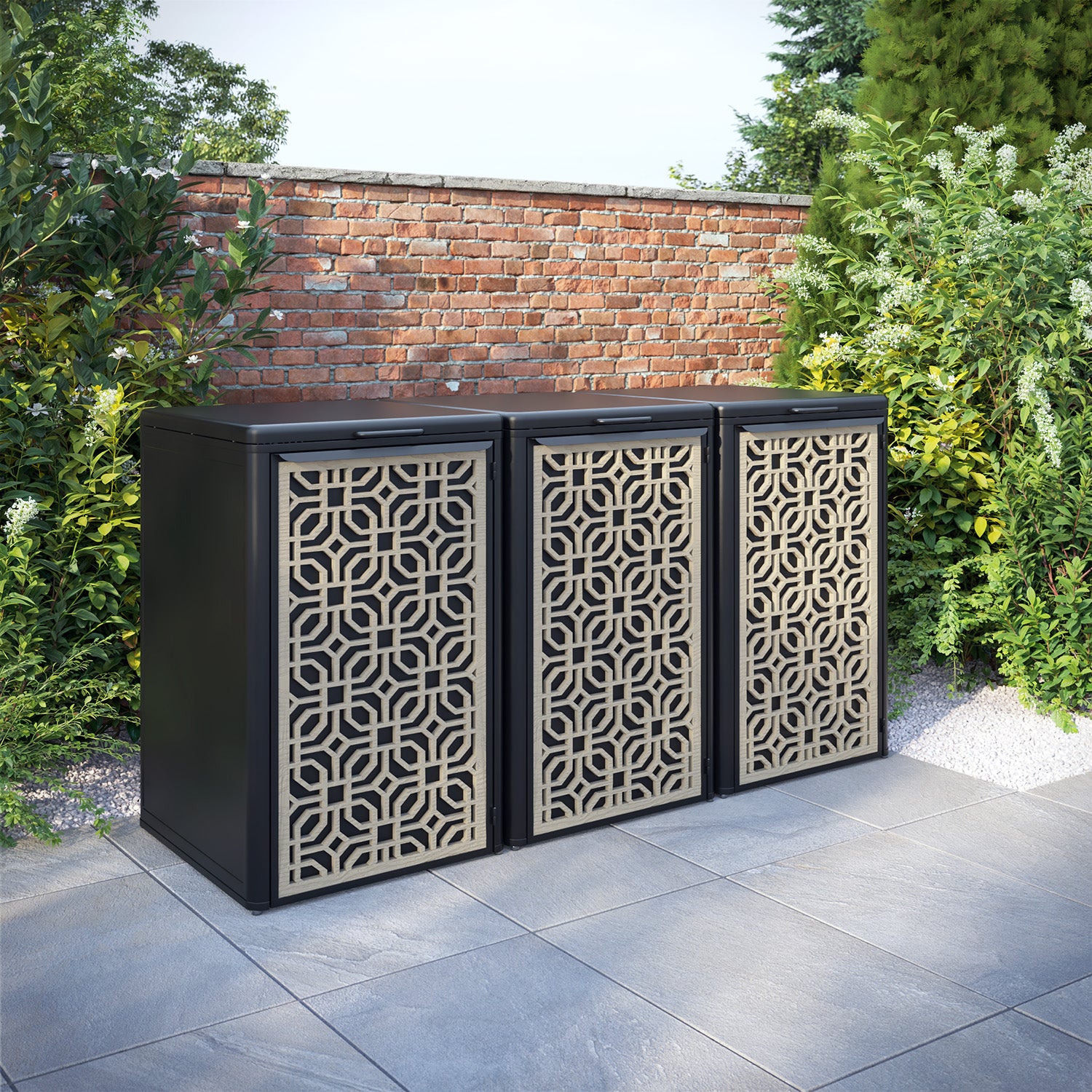 Curva Black 3 Bin Store with Micro Door Screen