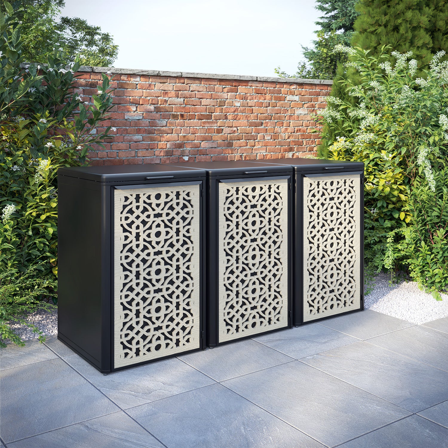 Curva Black 3 Bin Store with Nabila Door Screen