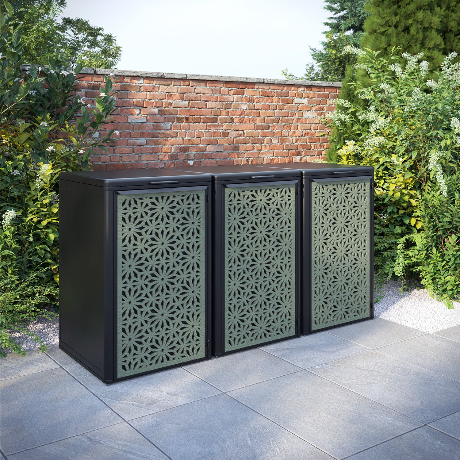 Curva Black 3 Bin Store with Narwa Door Screen