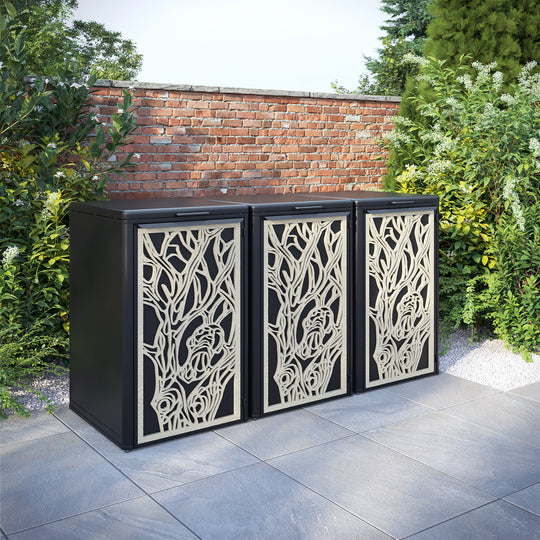 Curva Black 3 Bin Store with Nature Door Screen