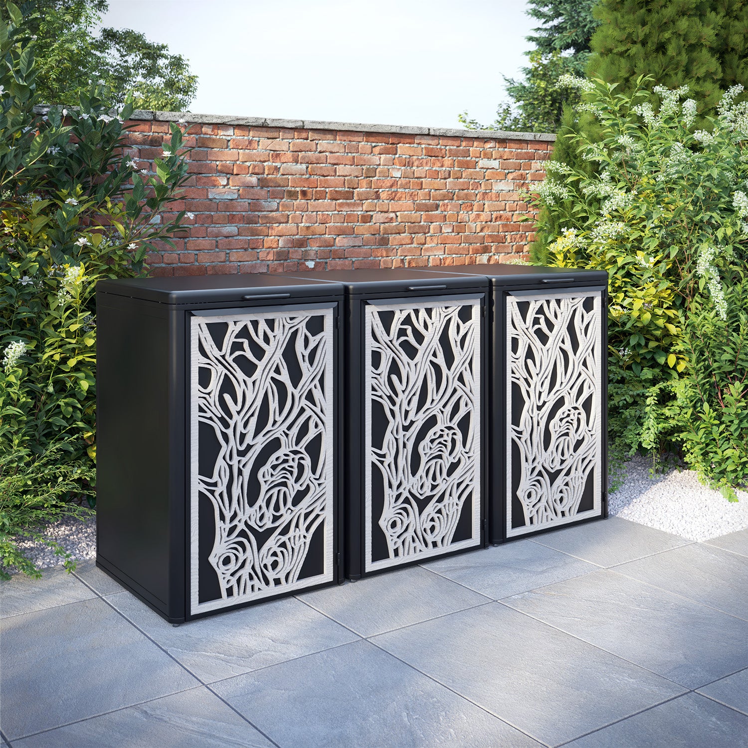 Curva Black 3 Bin Store with Nature Door Screen