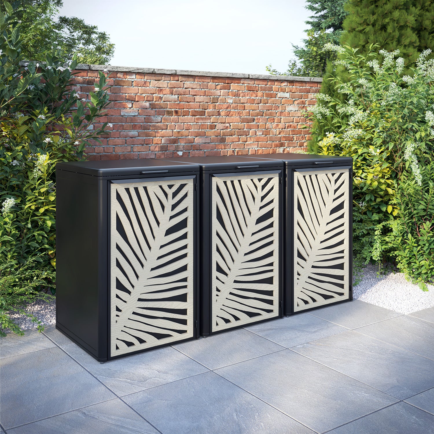 Curva Black 3 Bin Store with Palm Door Screen
