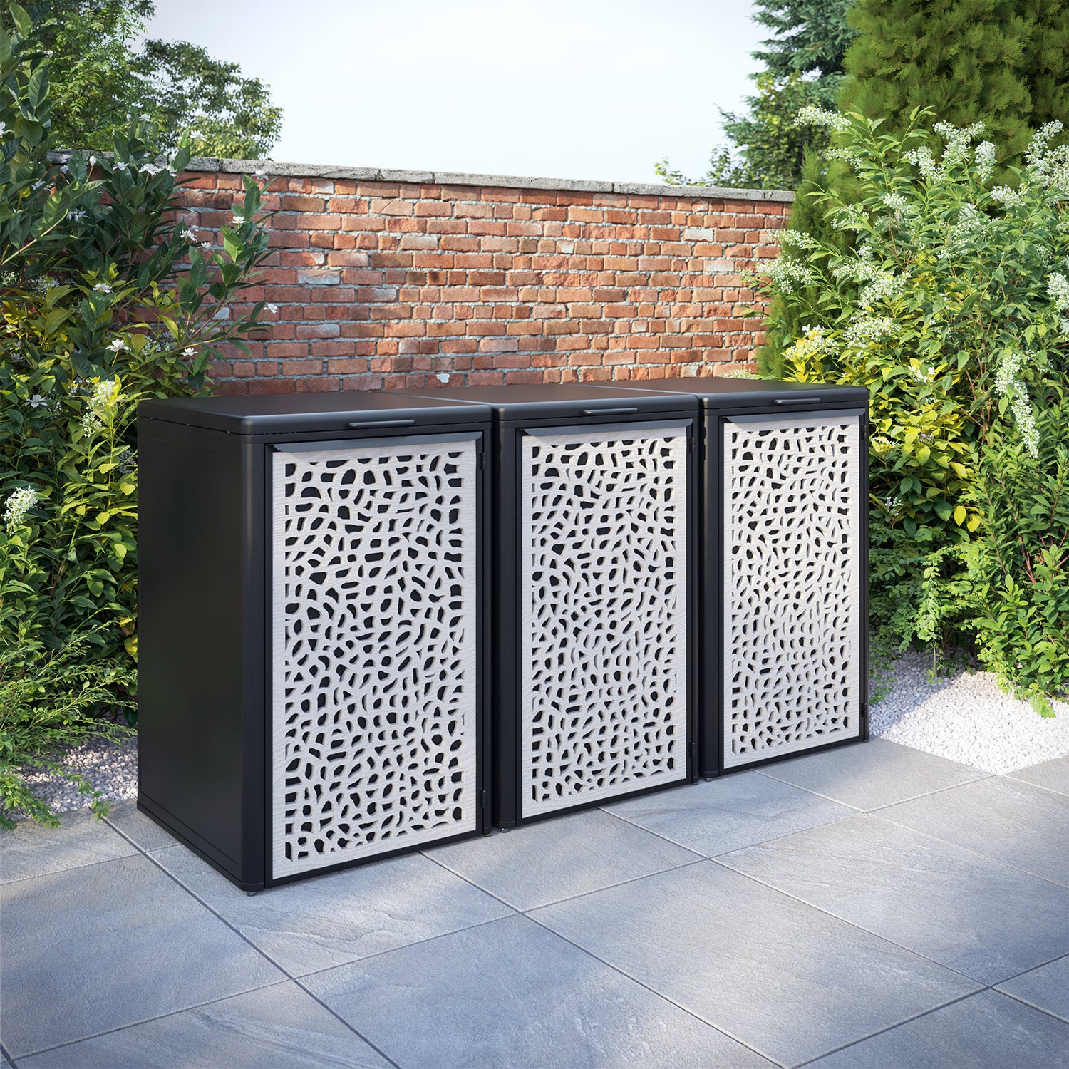 Curva Black 3 Bin Store with Pebble Door Screen