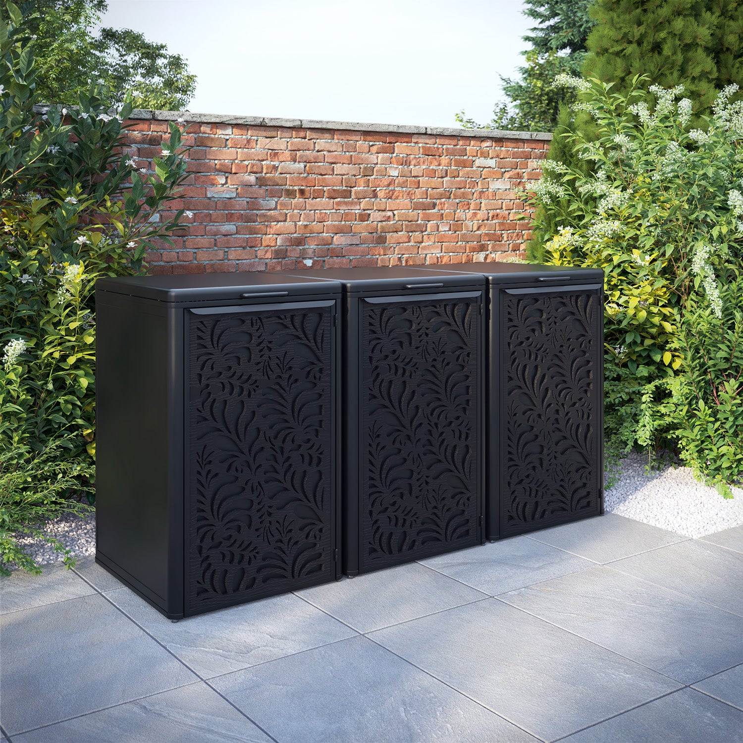 Curva Black 3 Bin Store with Petal Door Screen