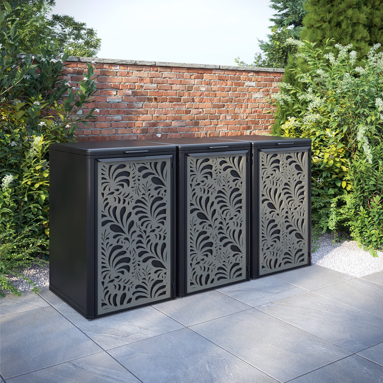 Curva Black 3 Bin Store with Petal Door Screen