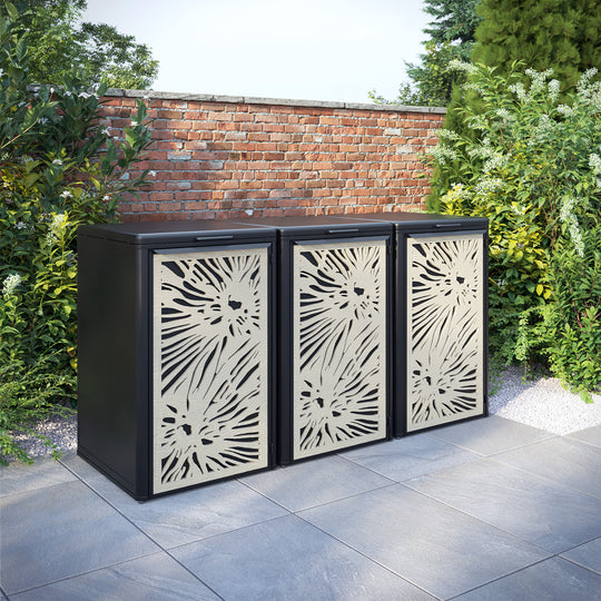 Curva Black 3 Bin Store with Poppy Door Screen